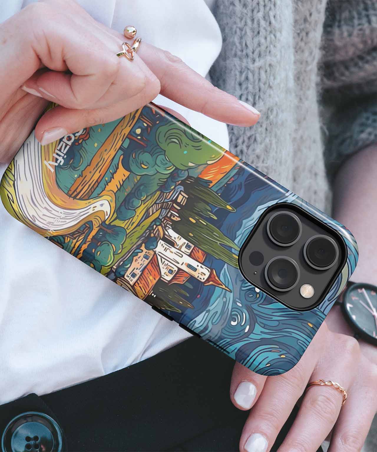 Whimsical Starry Night Country Scene iPhone case Case Cazify - Delivery Canada