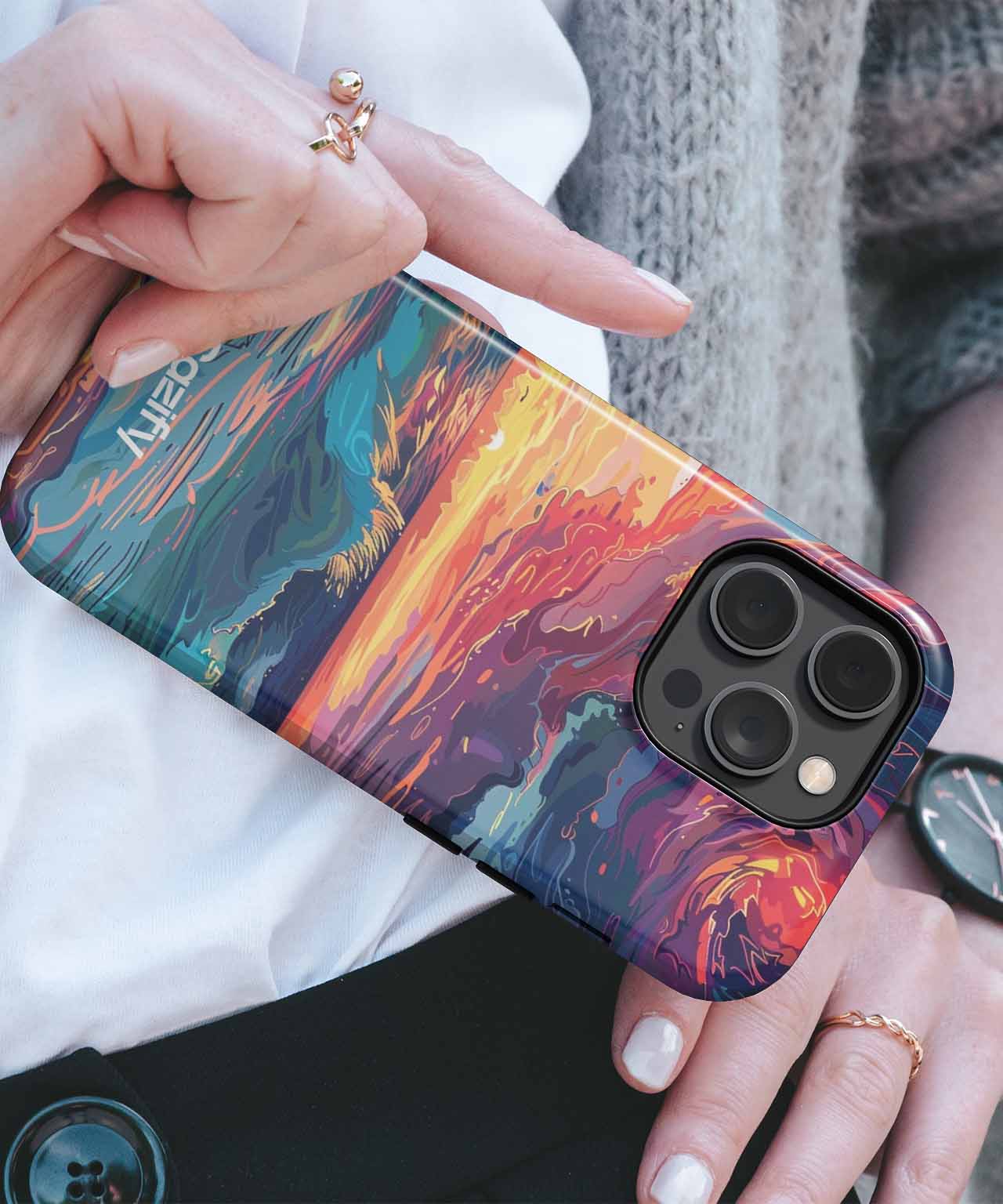 Whimsical swirling sunset over ocean iPhone case Case Cazify - Delivery Canada