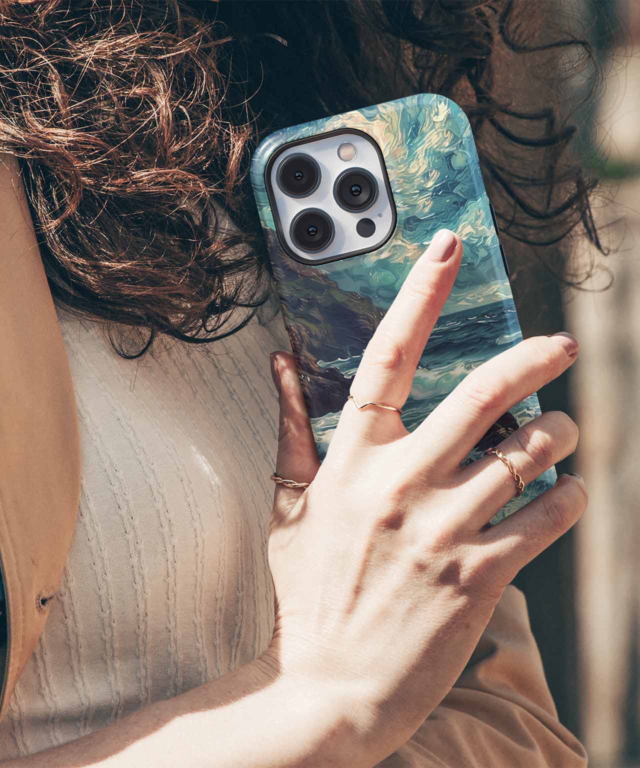 Whimsical Waves Dancing in the Night iPhone case Case Cazify - Delivery Canada