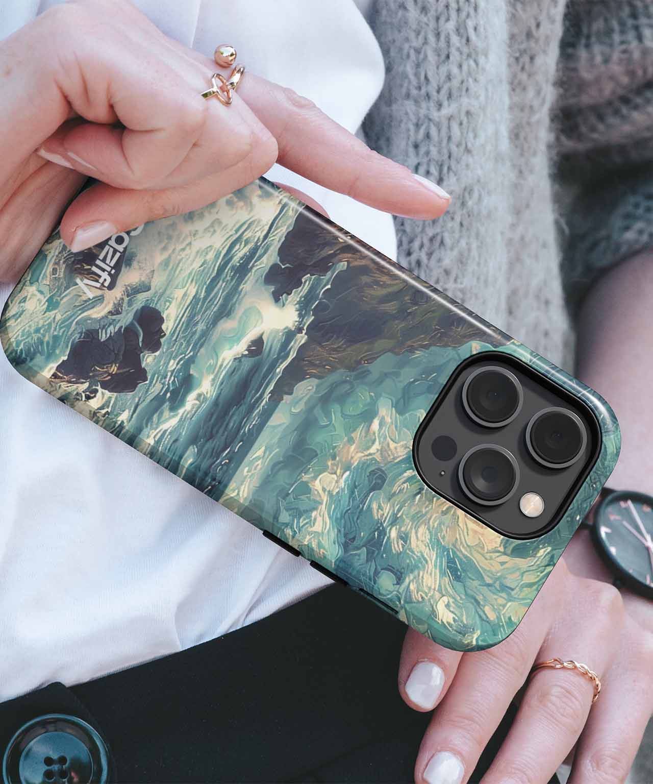 Whimsical Waves Dancing in the Night iPhone case Case Cazify - Delivery Canada