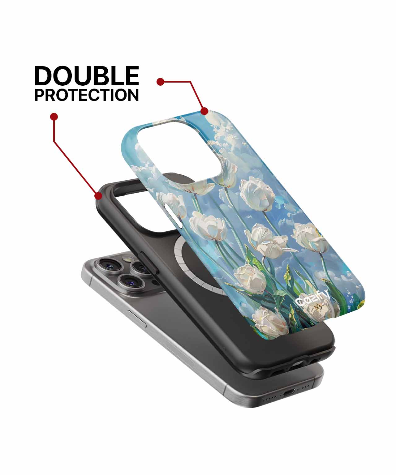 Whimsical White Tulips Under Blue Skies iPhone case Case Cazify - Delivery Canada