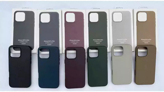 A variety of stylish and protective iPhone cases in different colors and textures, arranged around an iPhone, showcasing design options.