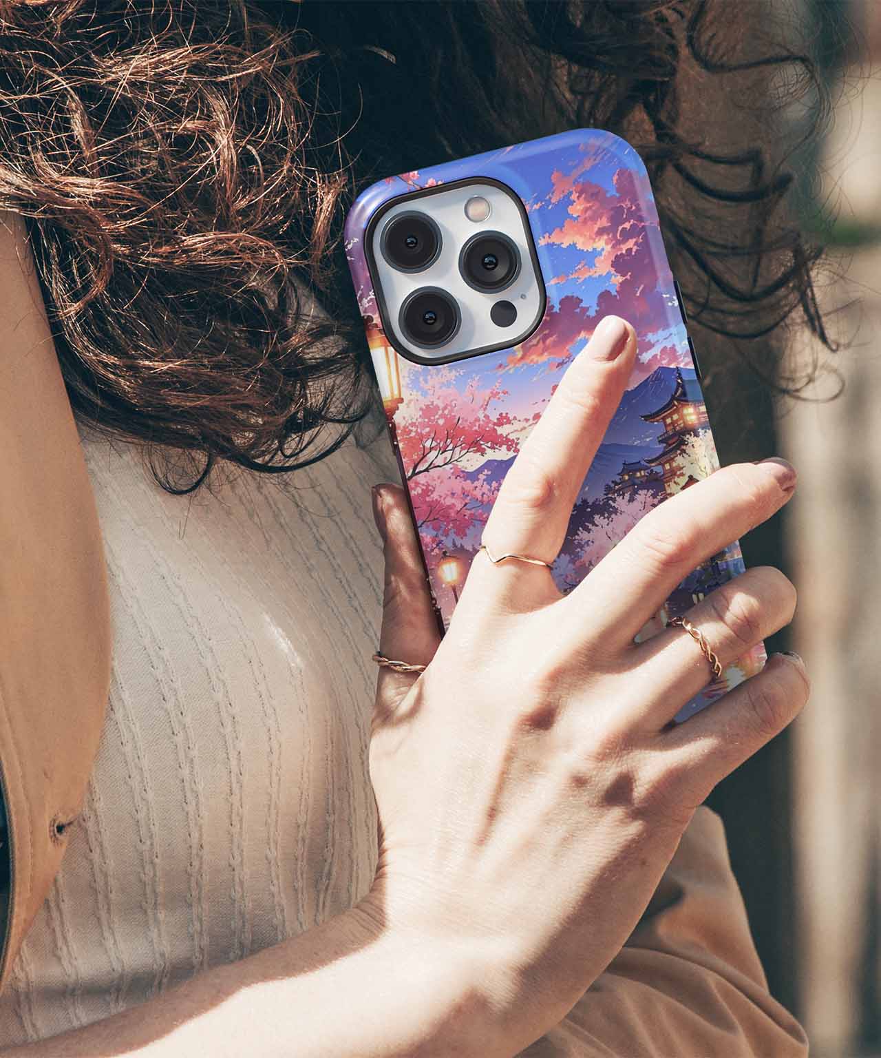 Blissful Cherry Blossom Evening Glow iPhone case Case Cazify - Delivery Canada