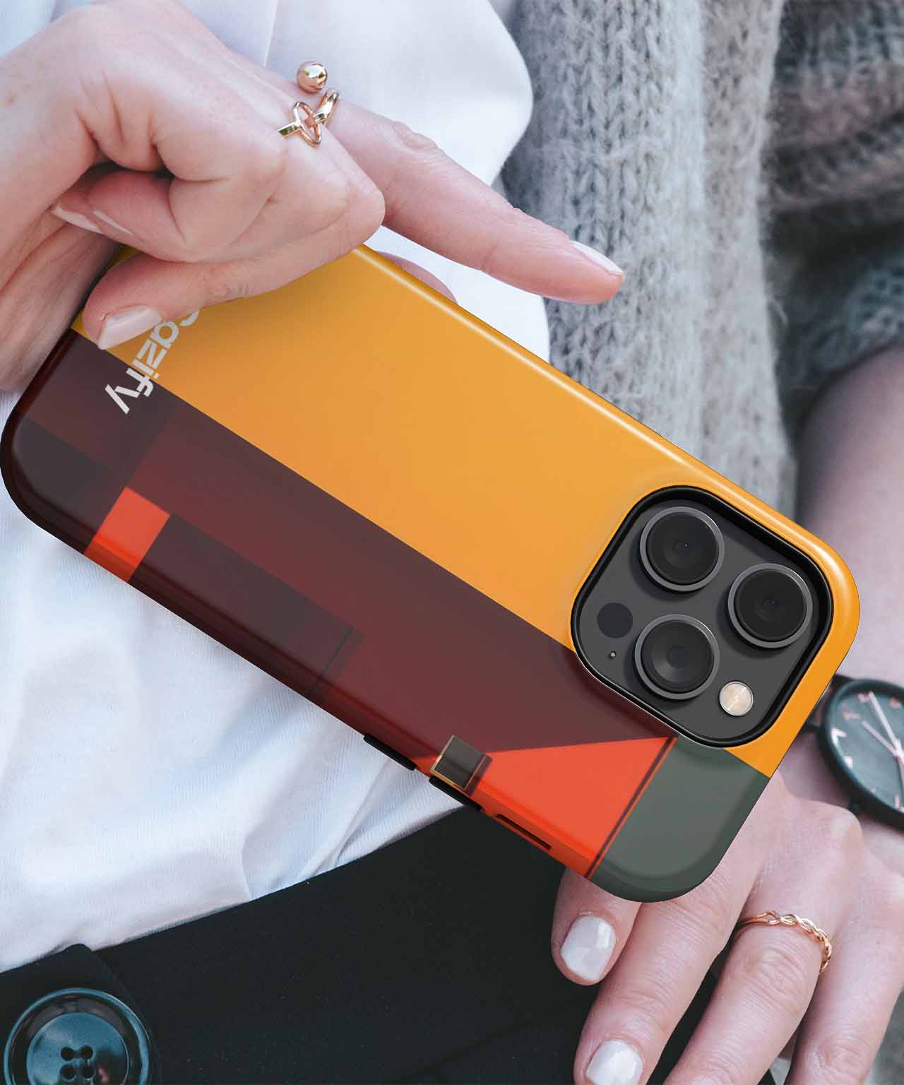 Bold Colorful Architecture Meets Small Figure iPhone case Case Cazify - Delivery Canada