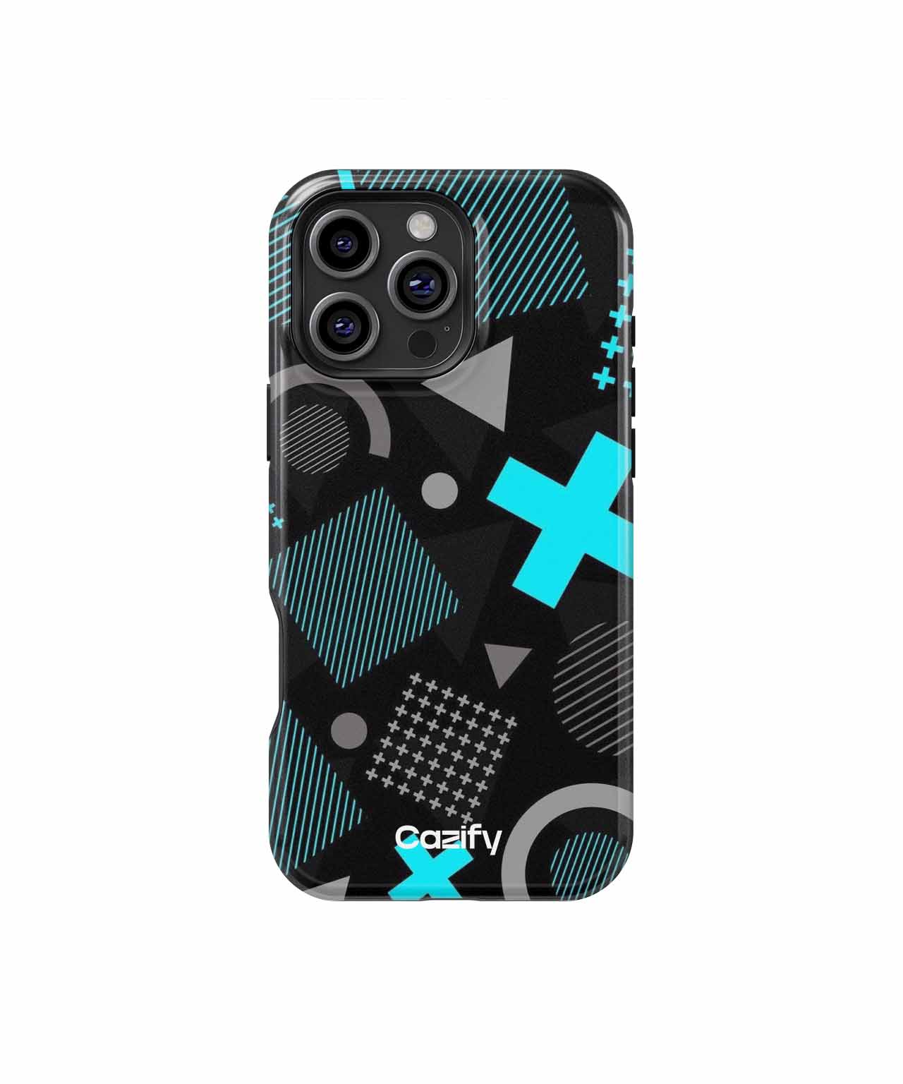 Bold Geometric Madness in Neon Blue iPhone case Case Cazify - Delivery Canada