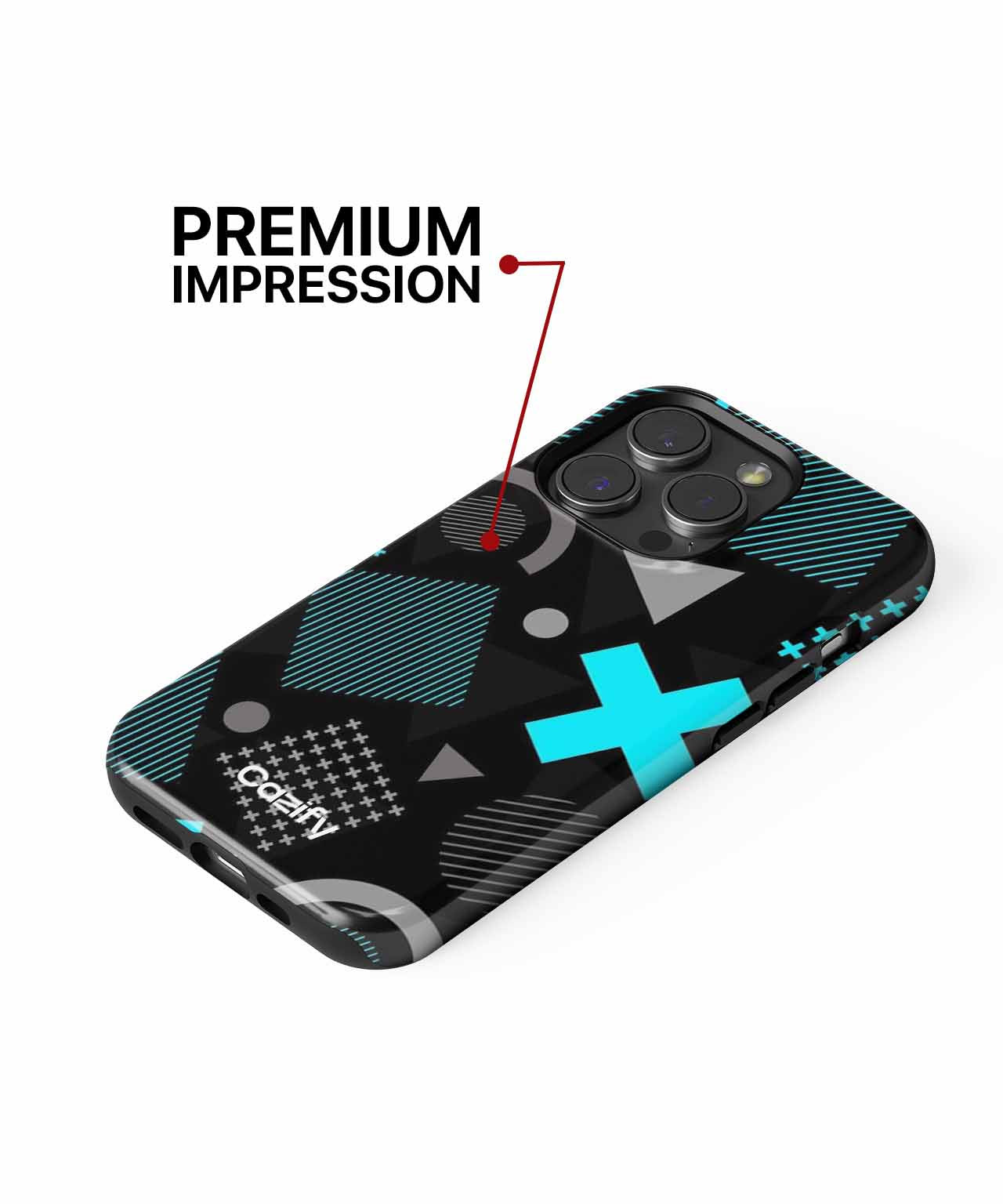 Bold Geometric Madness in Neon Blue iPhone case Case Cazify - Delivery Canada