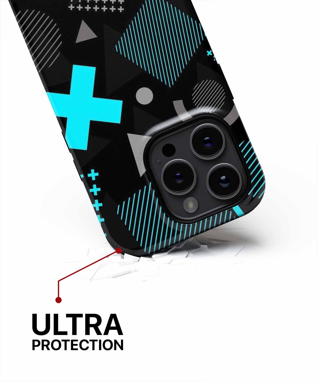 Bold Geometric Madness in Neon Blue iPhone case Case Cazify - Delivery Canada