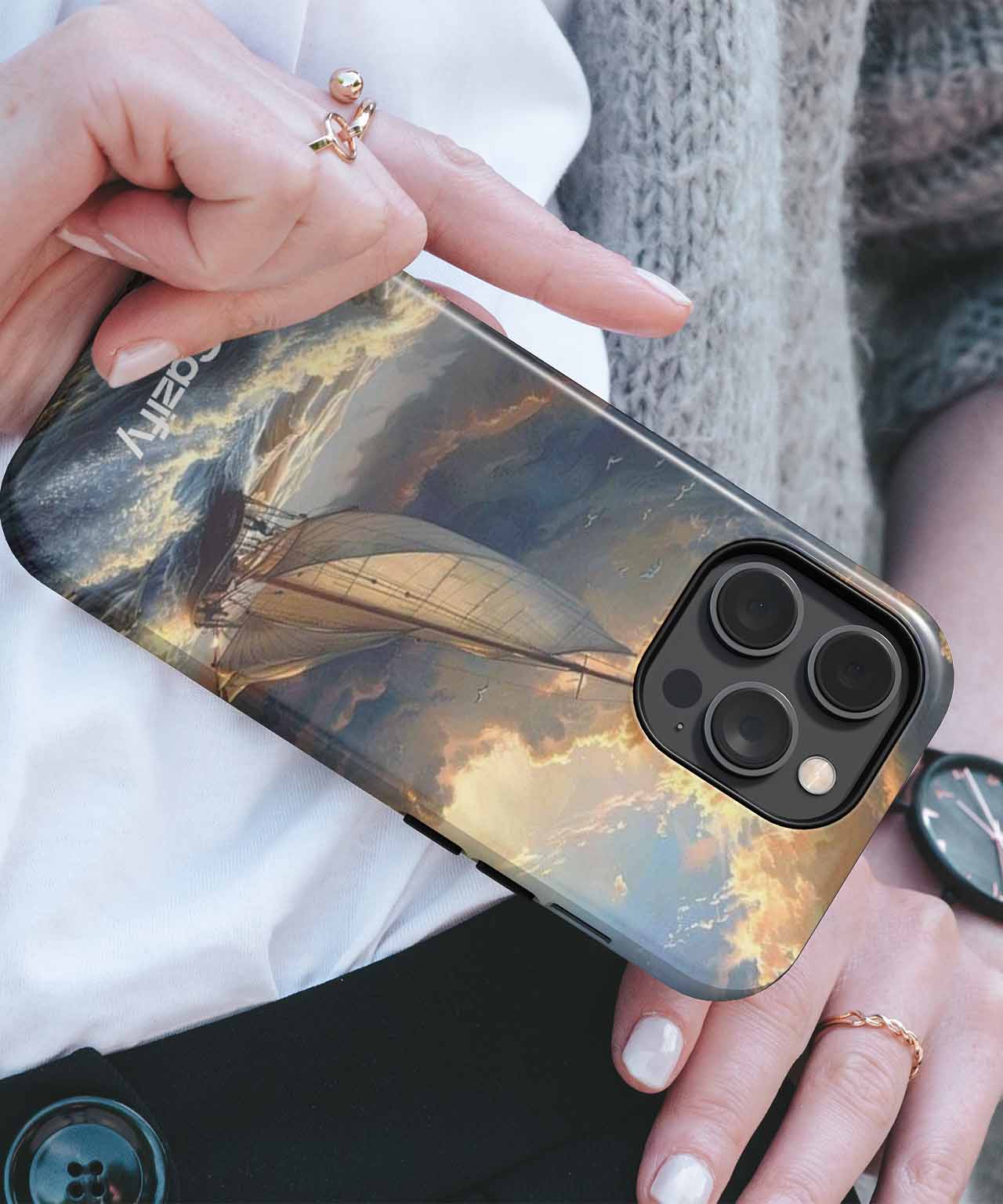 Brave Sailor Dancing with Waves iPhone case Case Cazify - Delivery Canada
