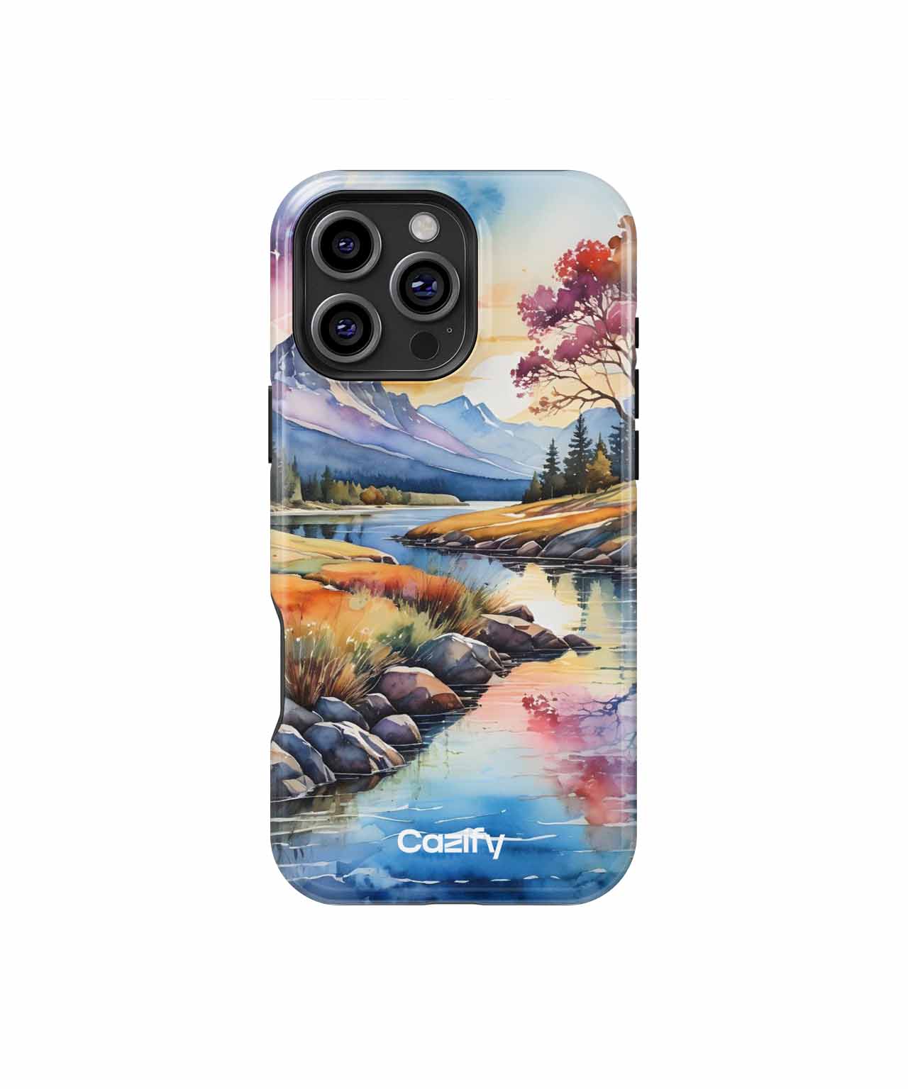 Breathtaking Watercolor Mountain Reflection iPhone case Case Cazify - Delivery Canada