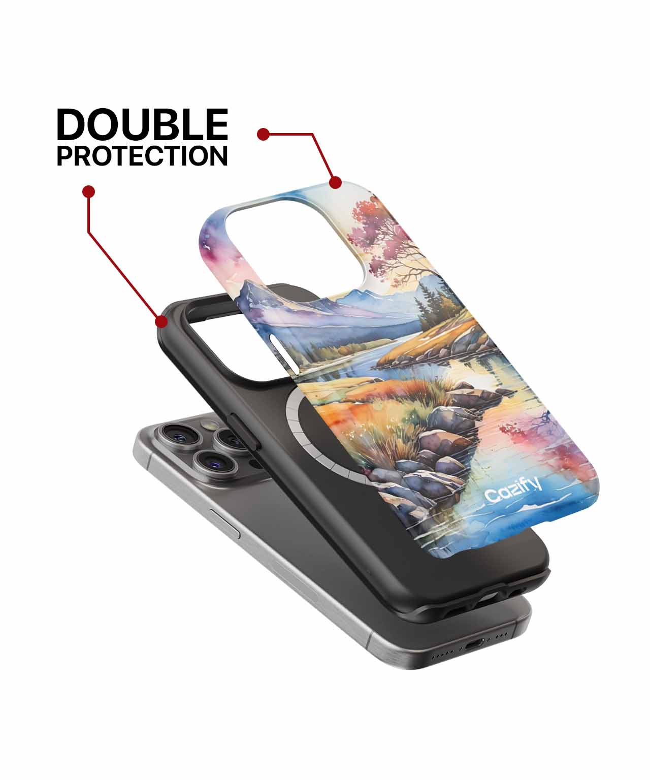 Breathtaking Watercolor Mountain Reflection iPhone case Case Cazify - Delivery Canada