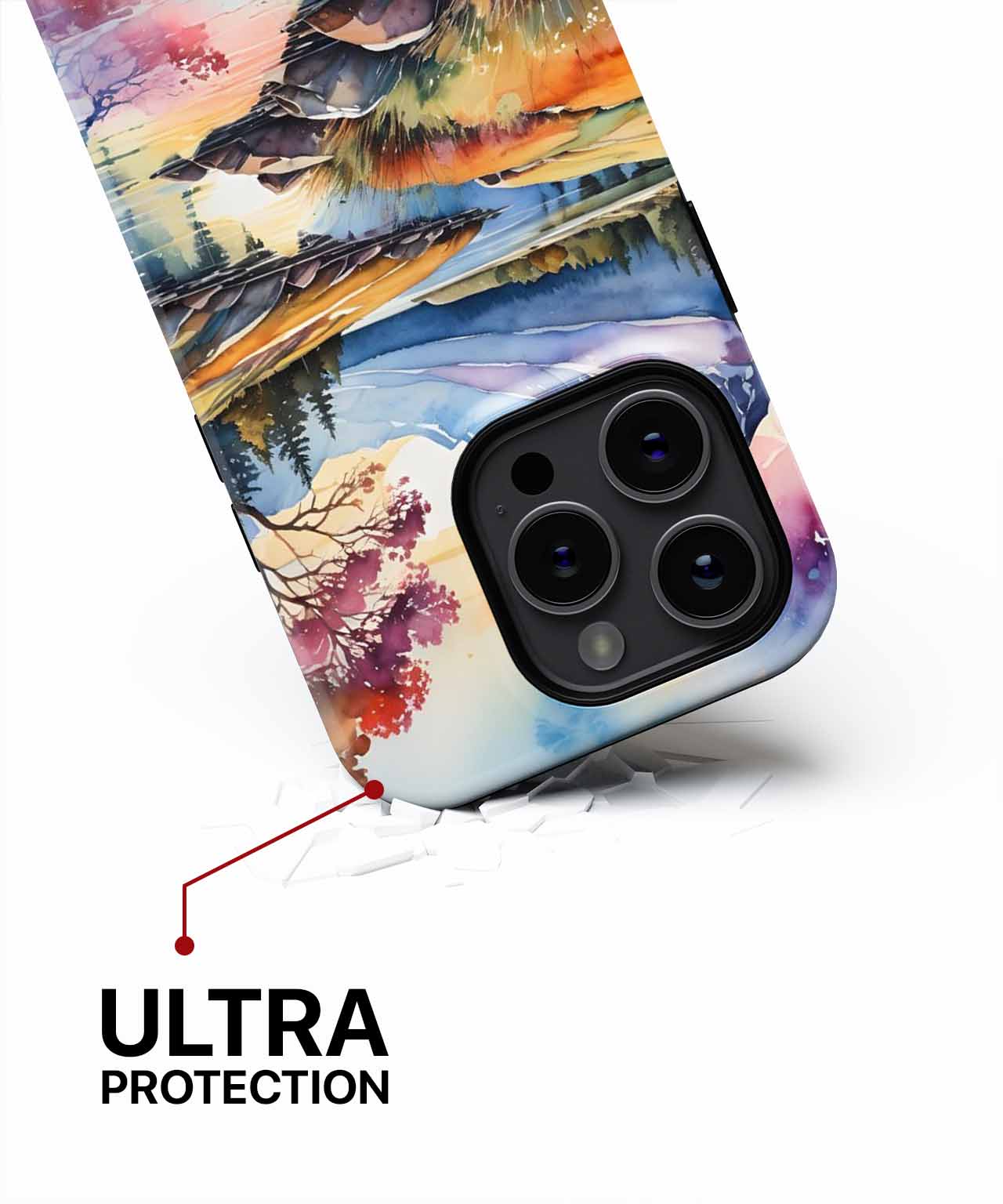 Breathtaking Watercolor Mountain Reflection iPhone case Case Cazify - Delivery Canada