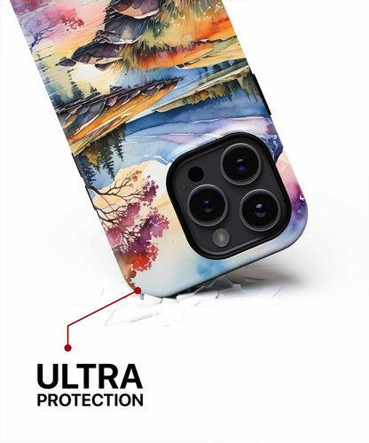 Breathtaking Watercolor Mountain Reflection iPhone case Case Cazify - Delivery Canada