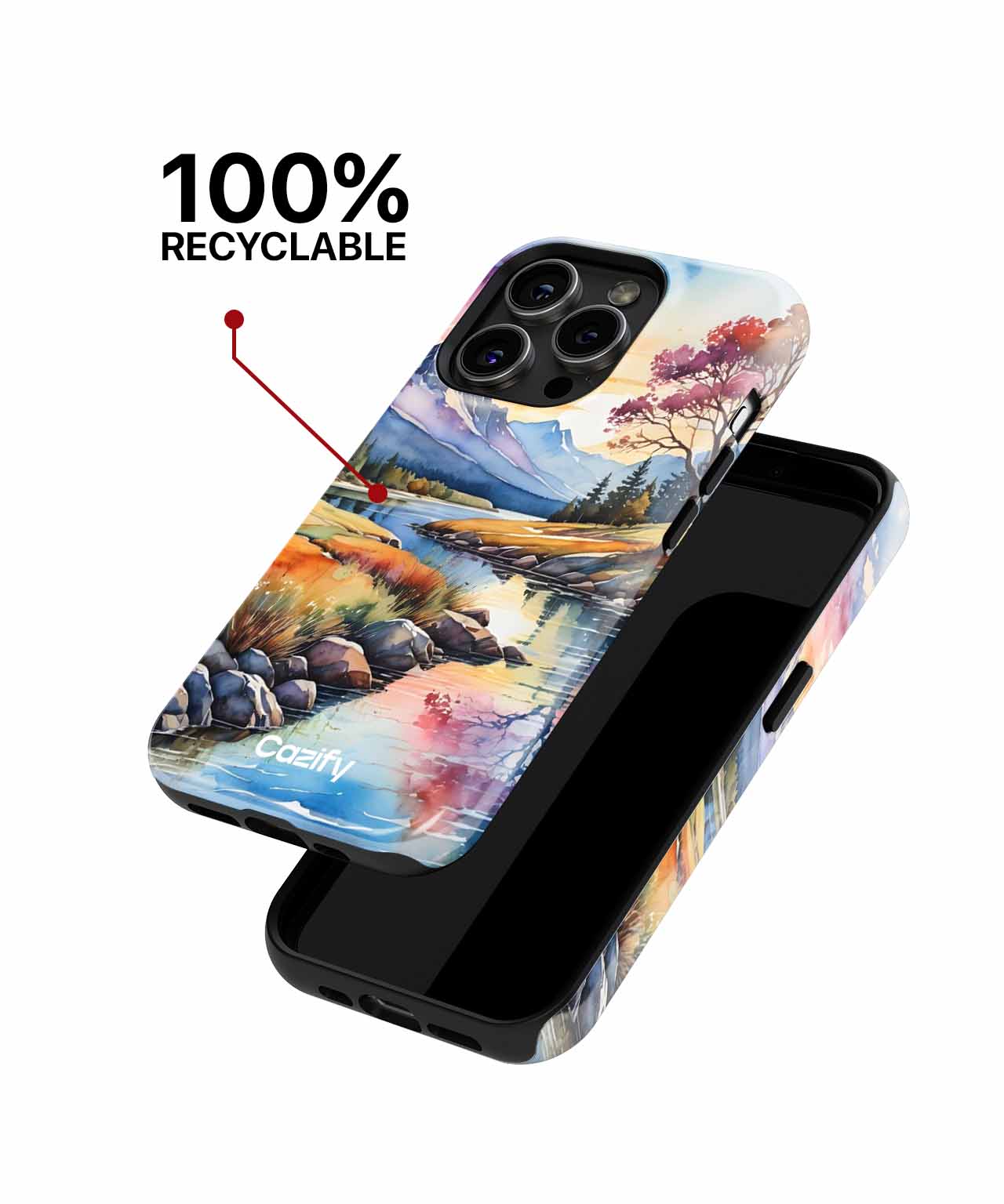 Breathtaking Watercolor Mountain Reflection iPhone case Case Cazify - Delivery Canada