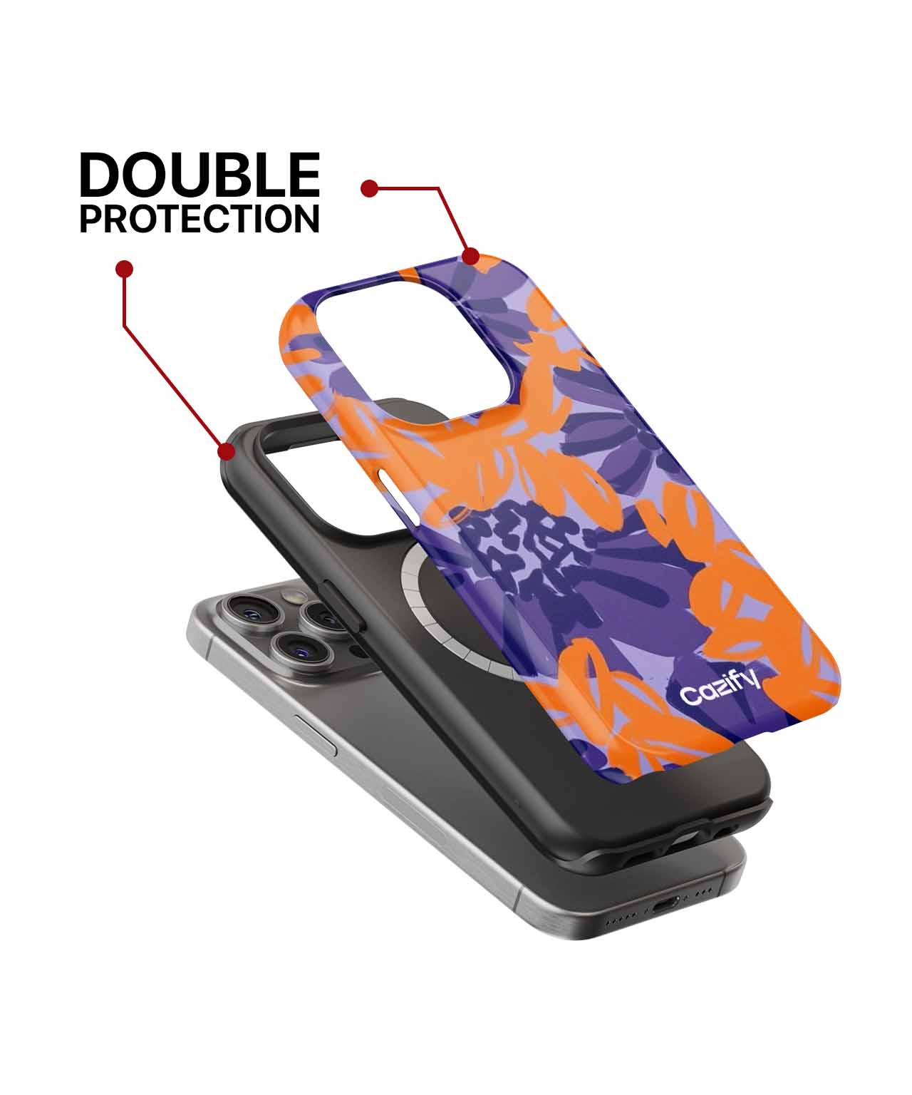 Bright Blooms of Cheerful Orange and Purple iPhone case Case Cazify - Delivery Canada