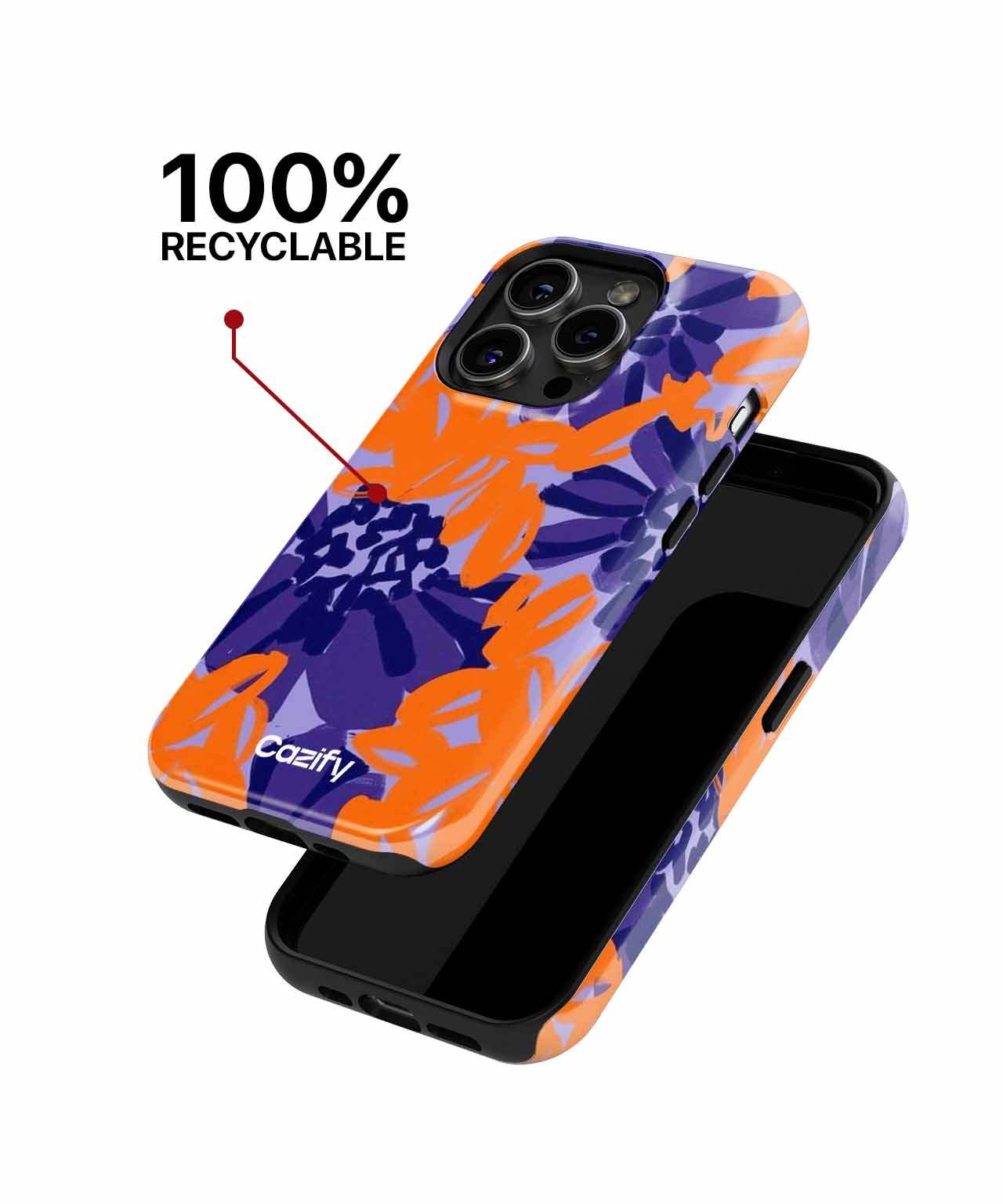 Bright Blooms of Cheerful Orange and Purple iPhone case Case Cazify - Delivery Canada