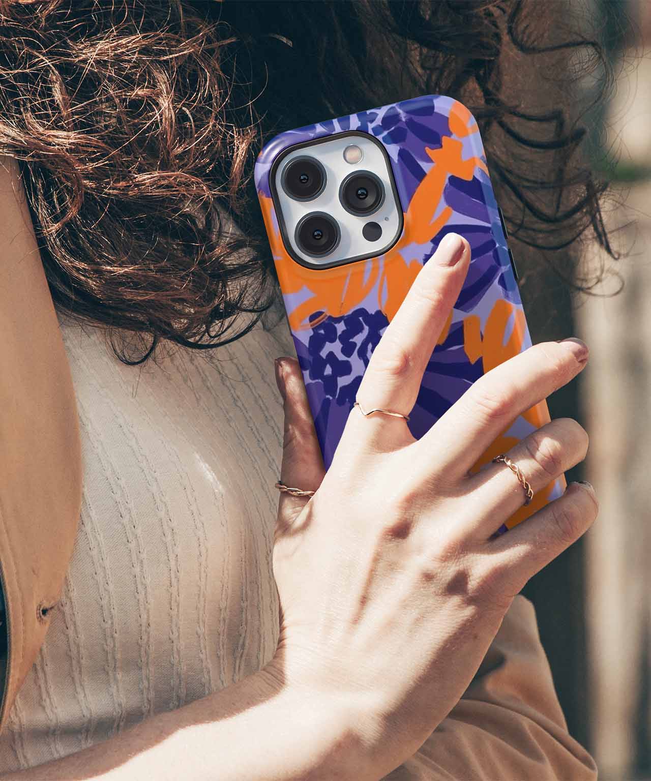 Bright Blooms of Cheerful Orange and Purple iPhone case Case Cazify - Delivery Canada