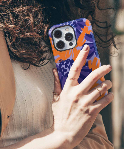 Bright Blooms of Cheerful Orange and Purple iPhone case Case Cazify - Delivery Canada