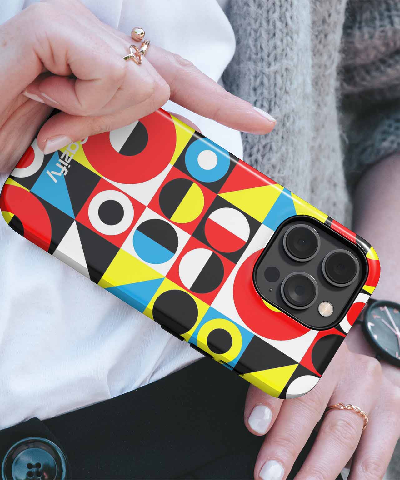 Brightly Cheerful Geometric Color Explosion iPhone case Case Cazify - Delivery Canada