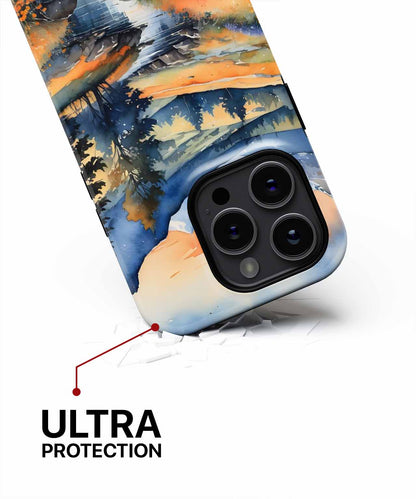 Brightly Colorful Mountain Landscape iPhone case Case Cazify - Delivery Canada