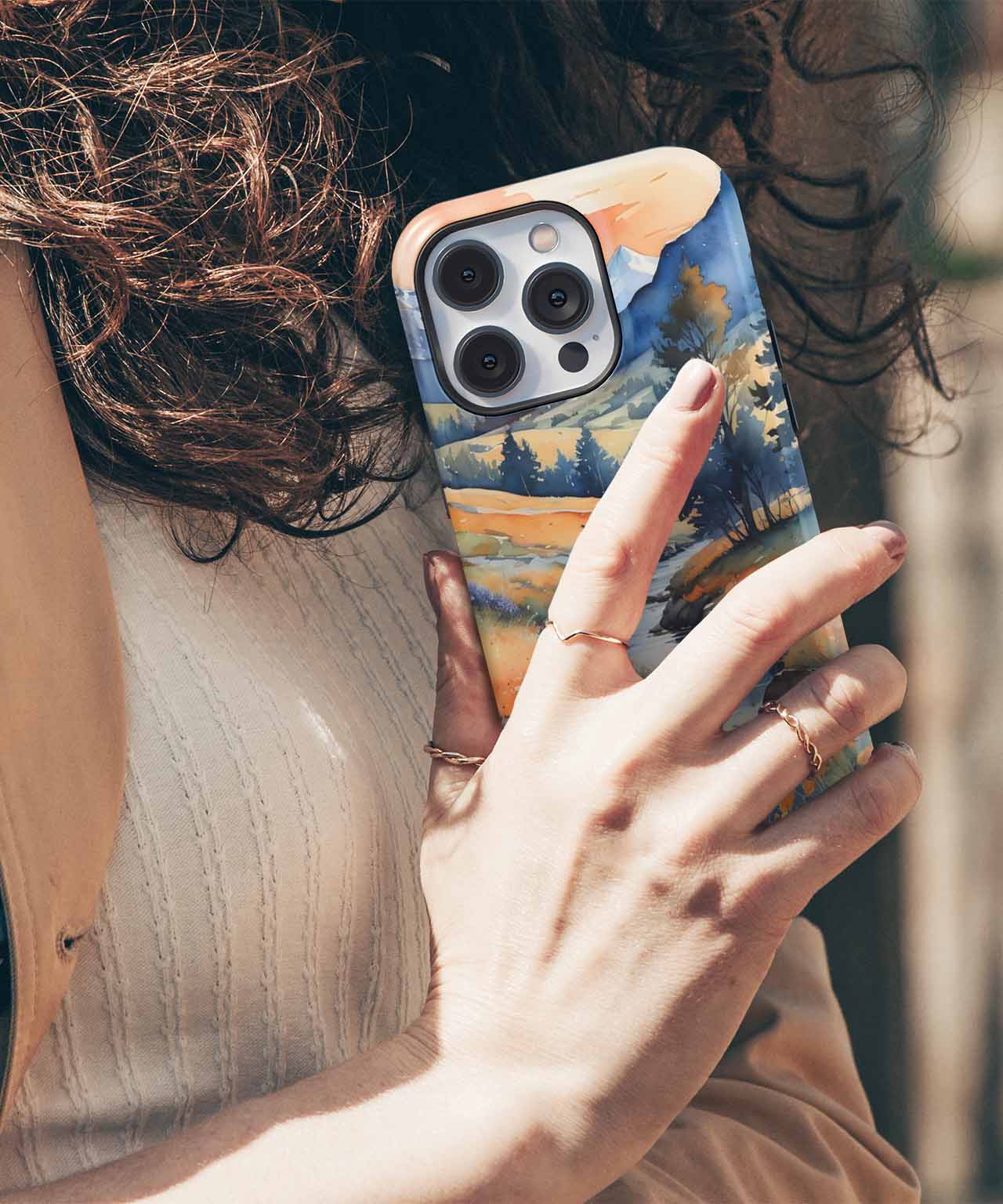 Brightly Colorful Mountain Landscape iPhone case Case Cazify - Delivery Canada