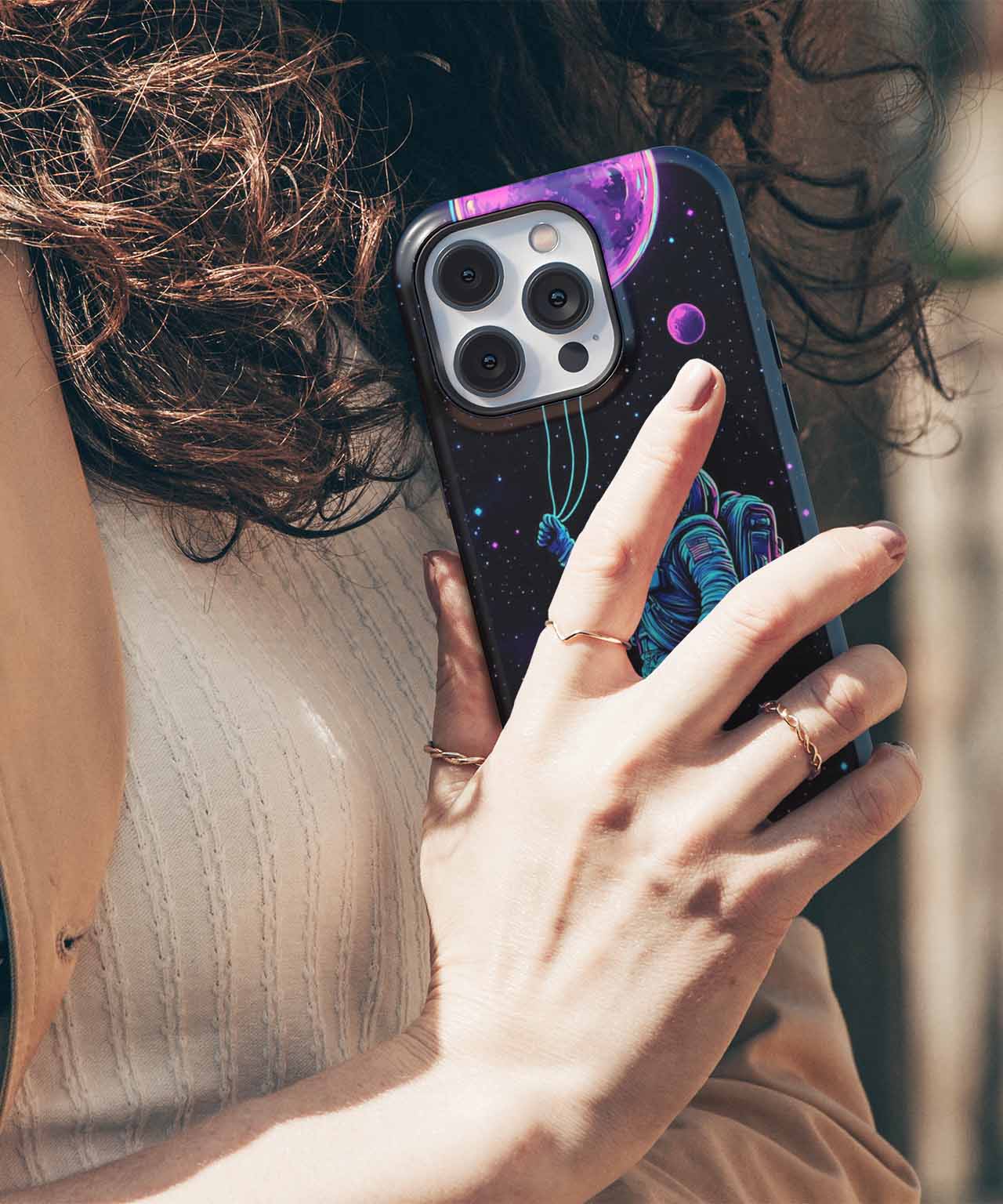 Bubbly Astronaut Floating in Space iPhone case Case Cazify - Delivery Canada