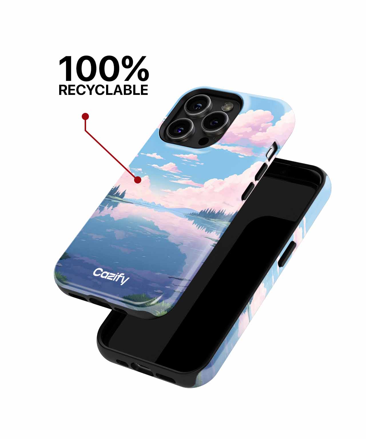 Calm Waters Reflecting Cotton Candy Clouds iPhone case Case Cazify - Delivery Canada