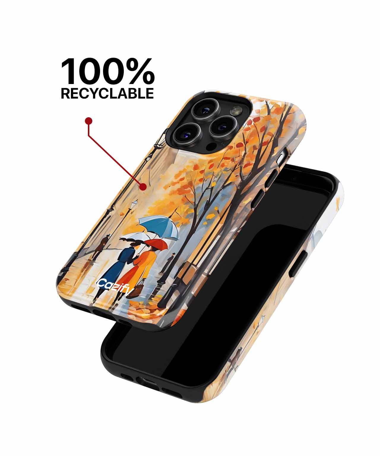 Charming Autumn Stroll with Colorful Umbrellas iPhone case Case Cazify - Delivery Canada