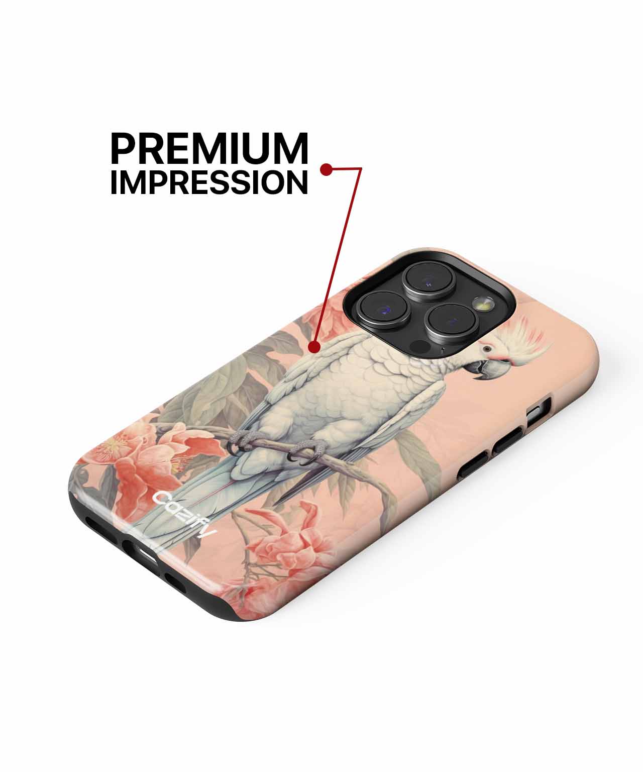Charming White Parrot Among Blooms iPhone case Case Cazify - Delivery Canada
