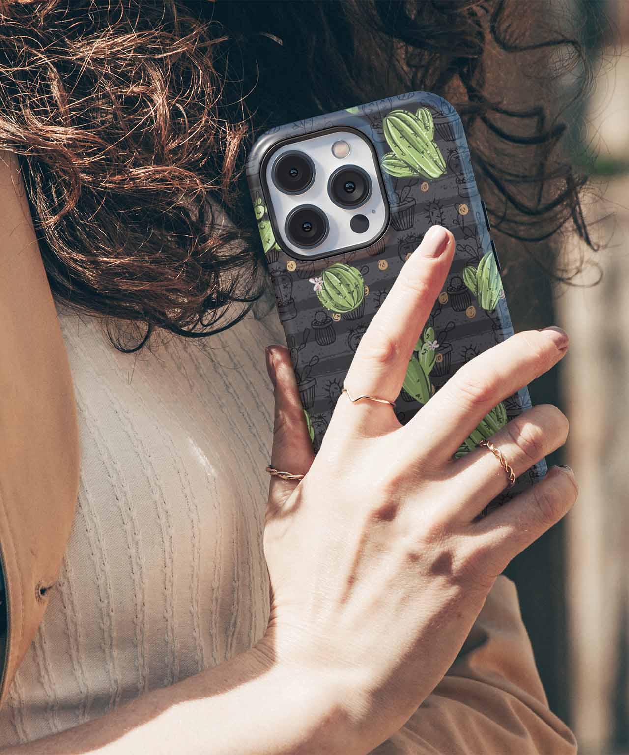 Cheerful Cacti Dancing in the Desert iPhone case Case Cazify - Delivery Canada