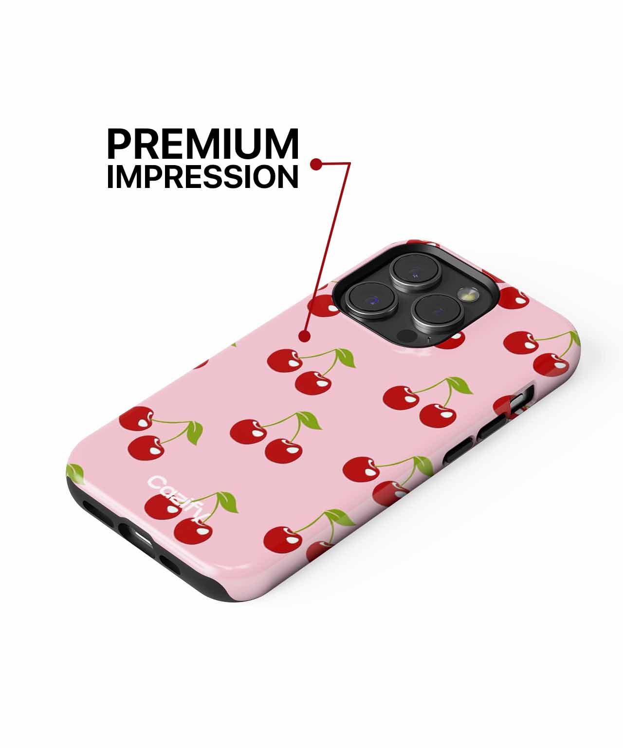 Cheerful Cherry Bliss on Pink Background iPhone case Case Cazify - Delivery Canada