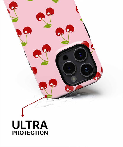 Cheerful Cherry Bliss on Pink Background iPhone case Case Cazify - Delivery Canada