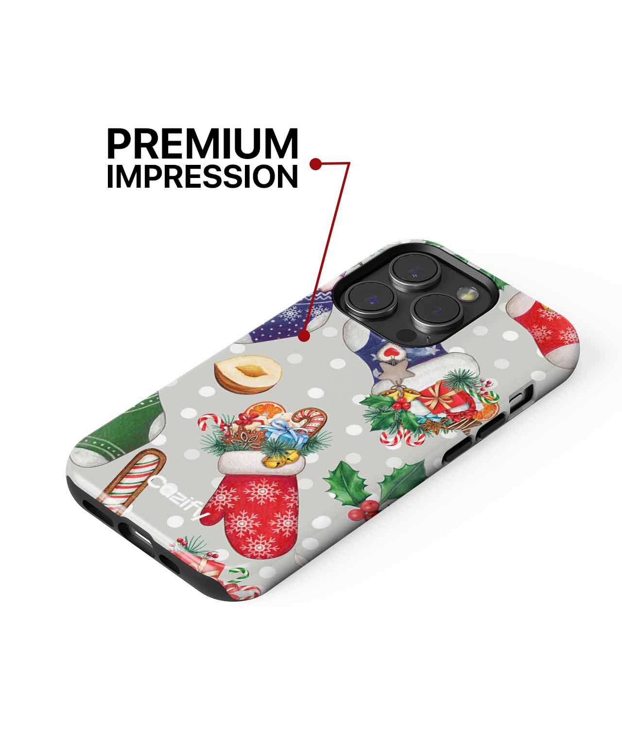 Cheerful Christmas Stockings with Treats iPhone case Case Cazify - Delivery Canada