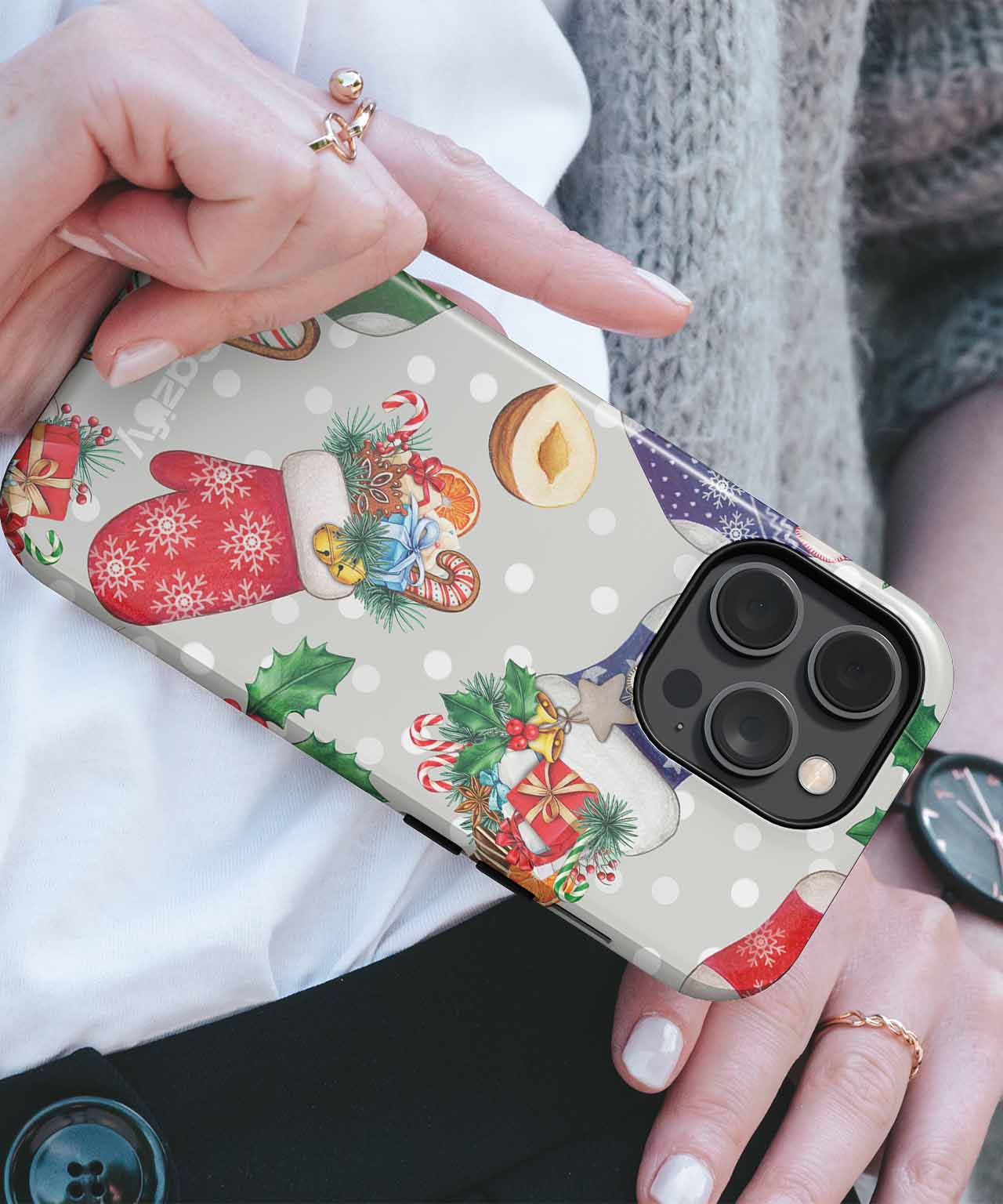 Cheerful Christmas Stockings with Treats iPhone case Case Cazify - Delivery Canada