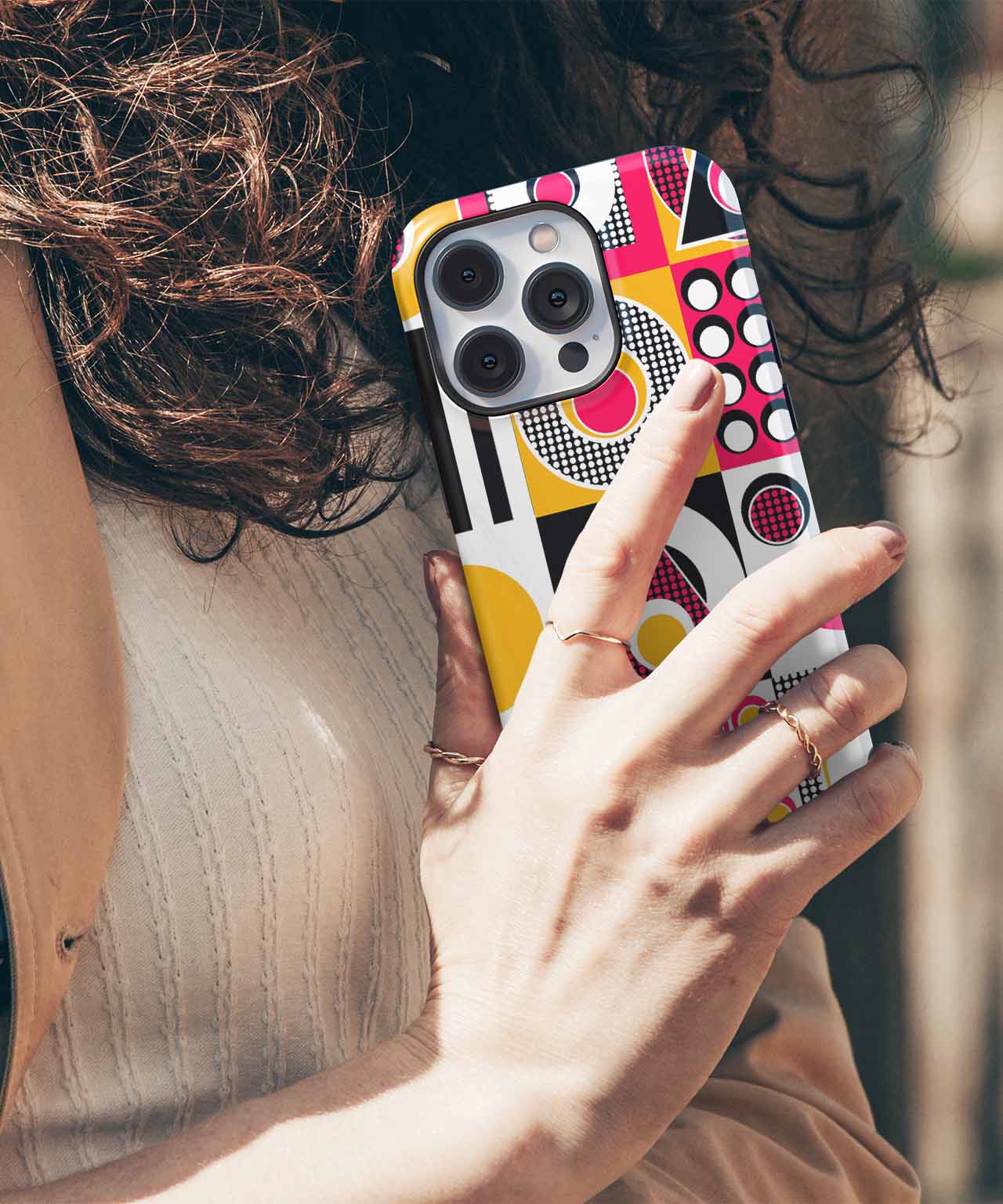 Cheerful Colorful Geometric Patterns iPhone case Case Cazify - Delivery Canada