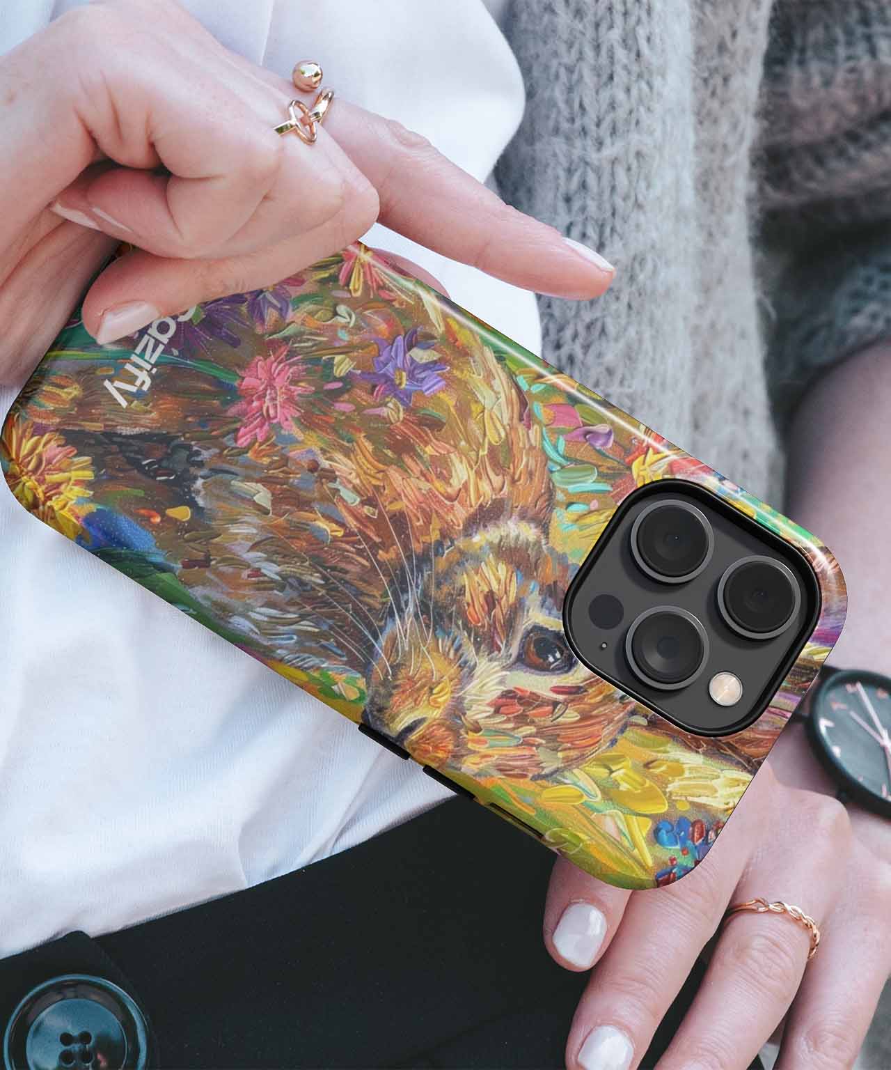Cheerful Colorful Rabbit in Bloom iPhone case Case Cazify - Delivery Canada