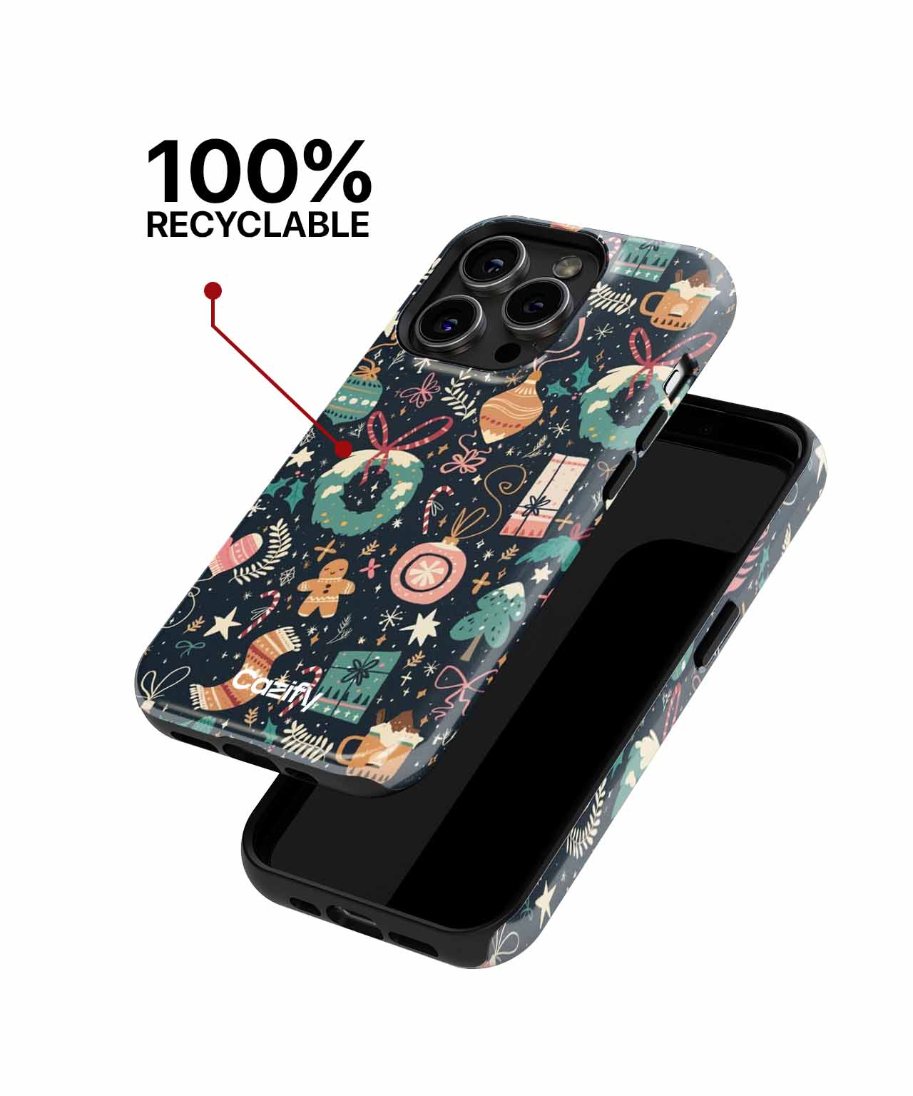 Cheerful Festive Holiday Pattern Full of Joy iPhone case Case Cazify - Delivery Canada