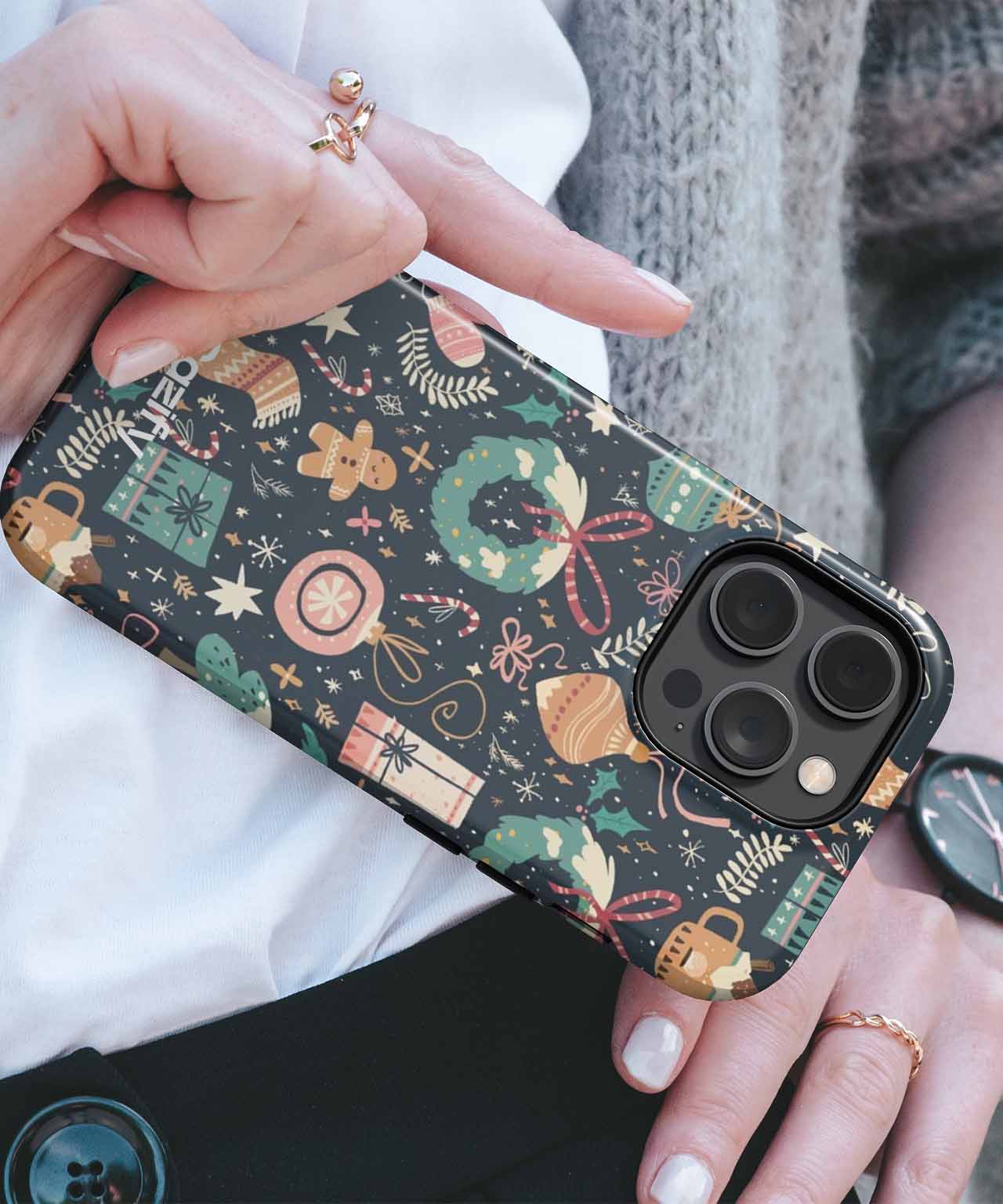 Cheerful Festive Holiday Pattern Full of Joy iPhone case Case Cazify - Delivery Canada