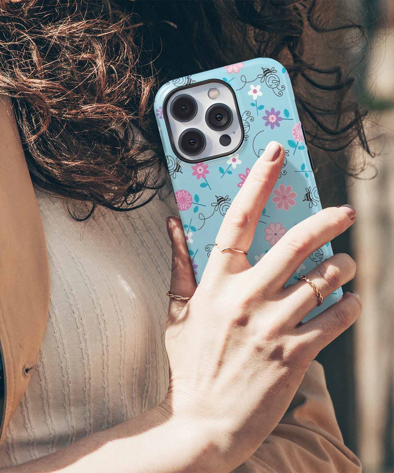 Cheerful Floral Dance on Blue iPhone case Case Cazify - Delivery Canada