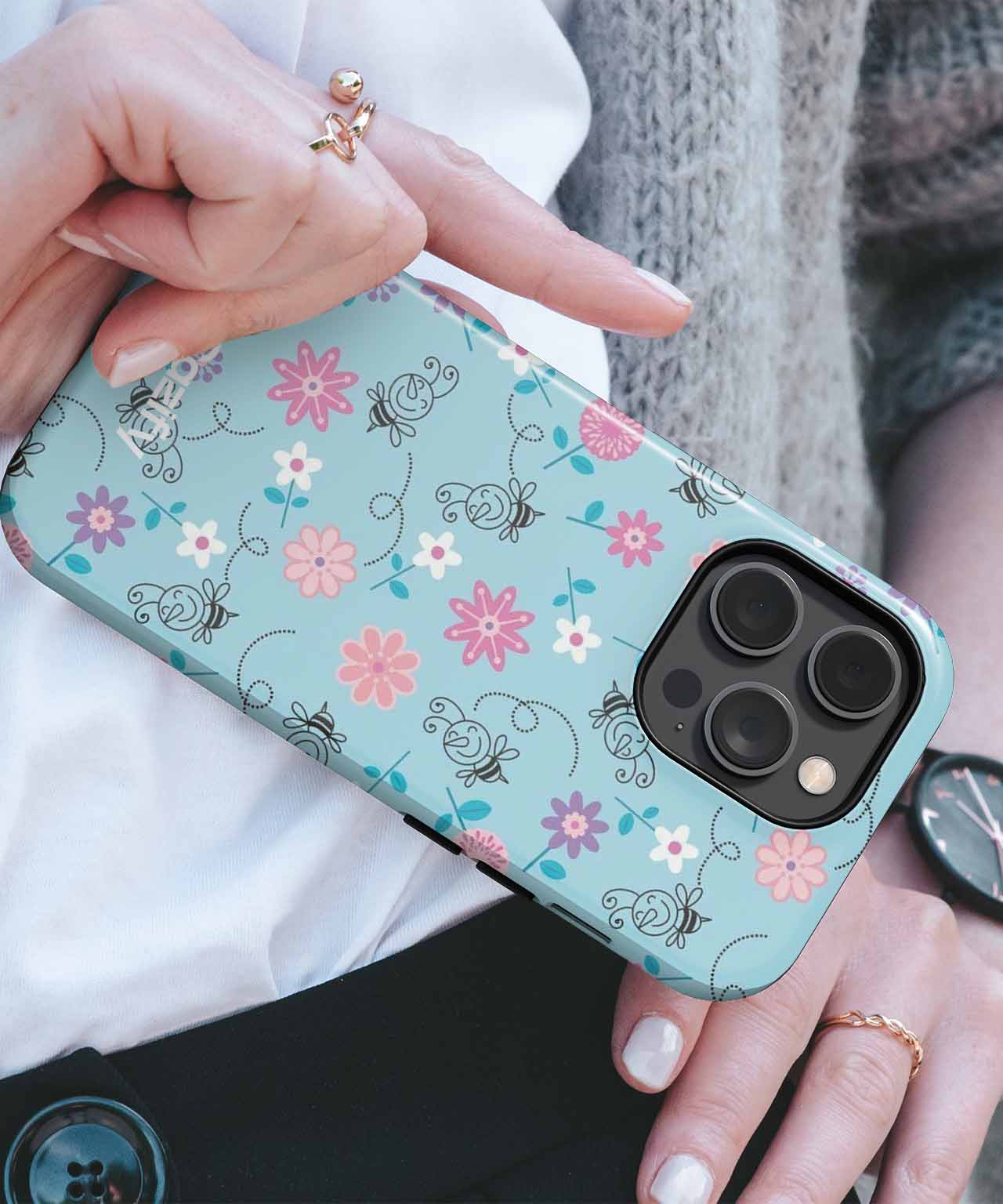 Cheerful Floral Dance on Blue iPhone case Case Cazify - Delivery Canada