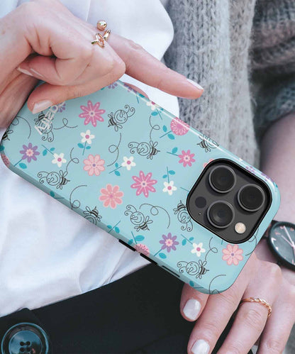 Cheerful Floral Dance on Blue iPhone case Case Cazify - Delivery Canada