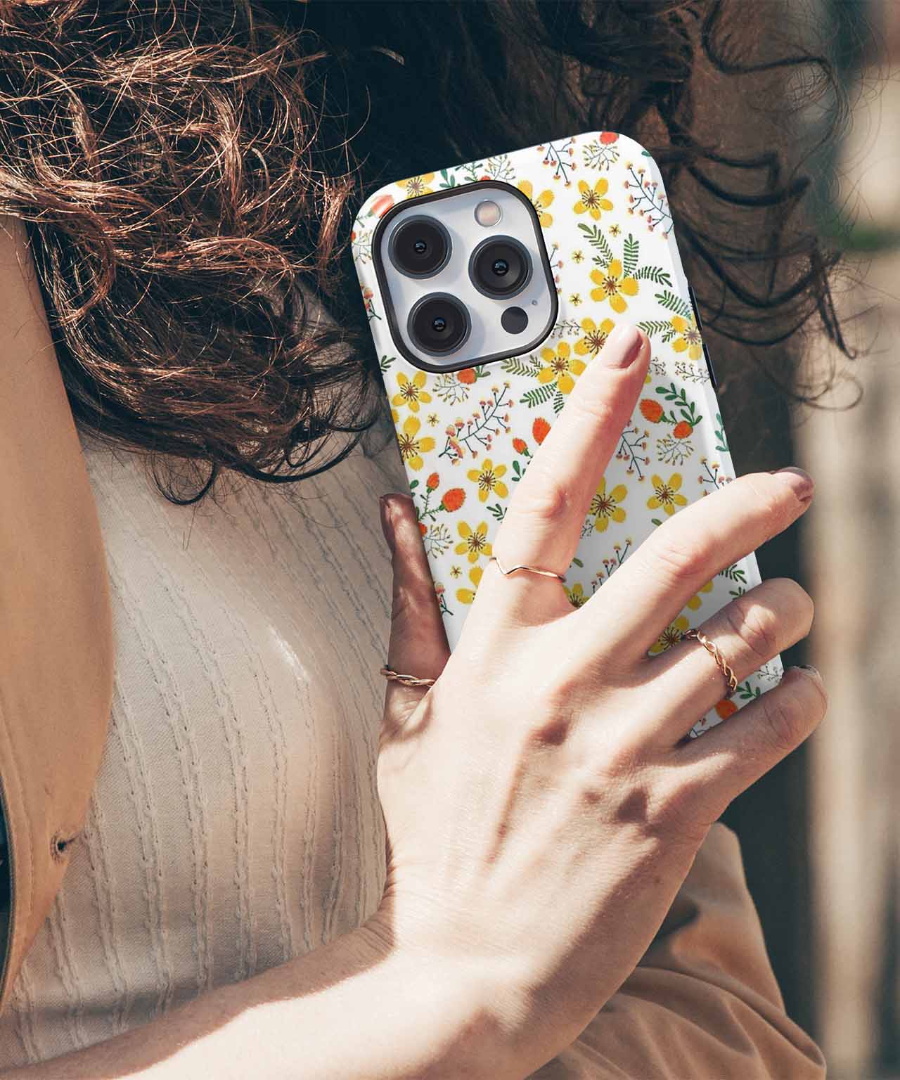 Cheerful Floral Fantasy with Tiny Foxes iPhone case Case Cazify - Delivery Canada