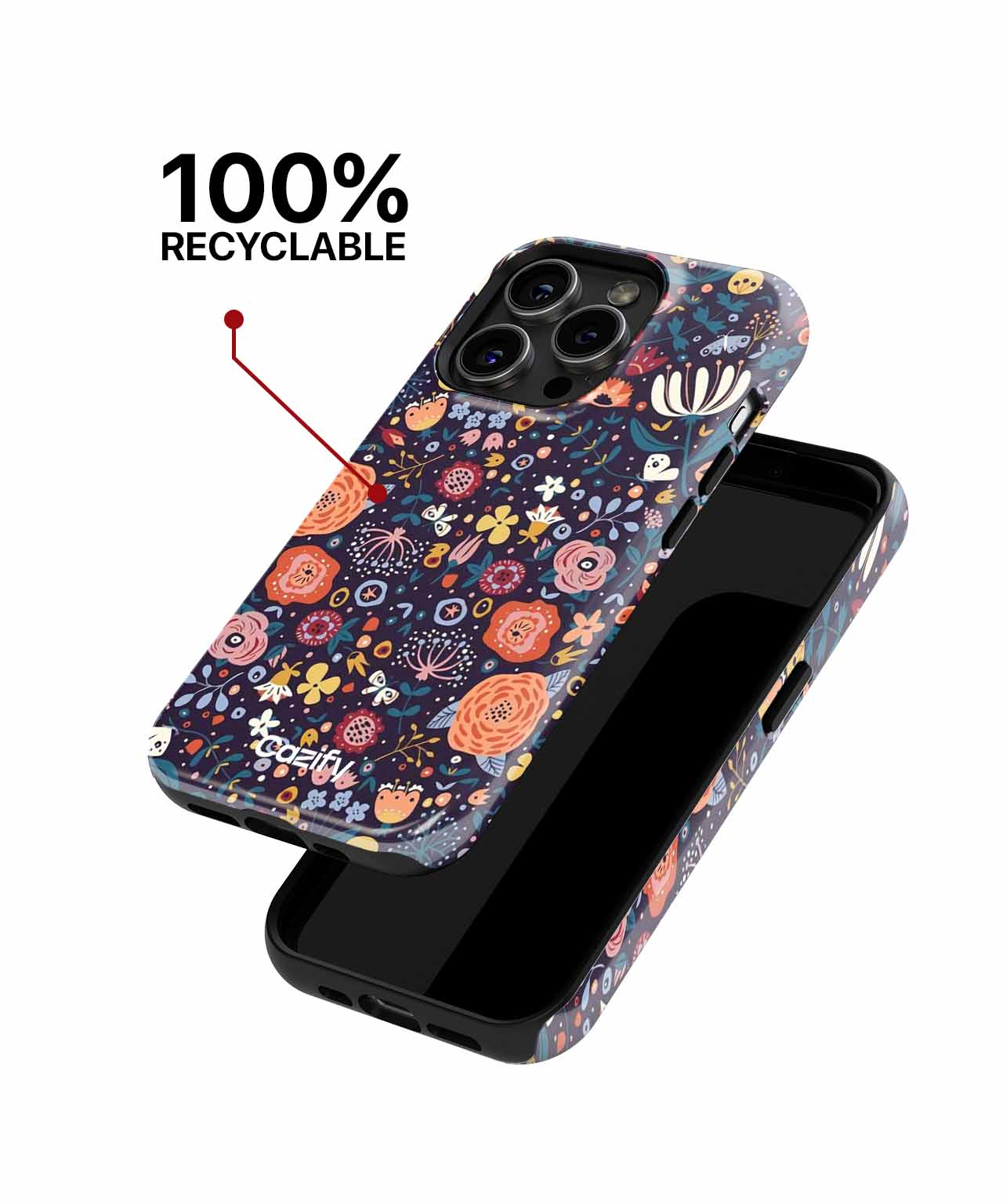 Cheerful Floral Whimsy Under a Starry Sky iPhone case Case Cazify - Delivery Canada