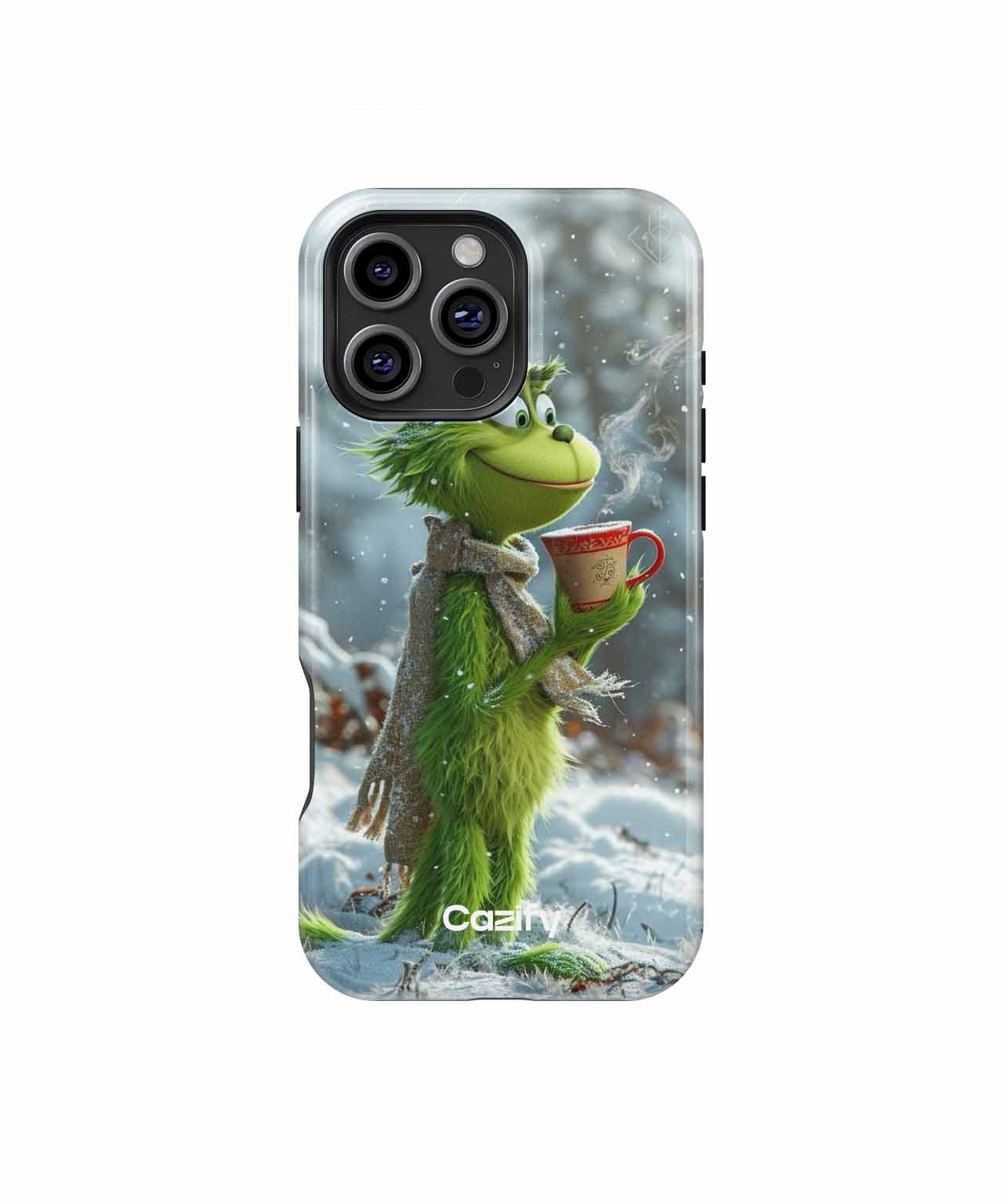 Cheerful Green Character Sipping Cocoa iPhone case Case Cazify - Delivery Canada