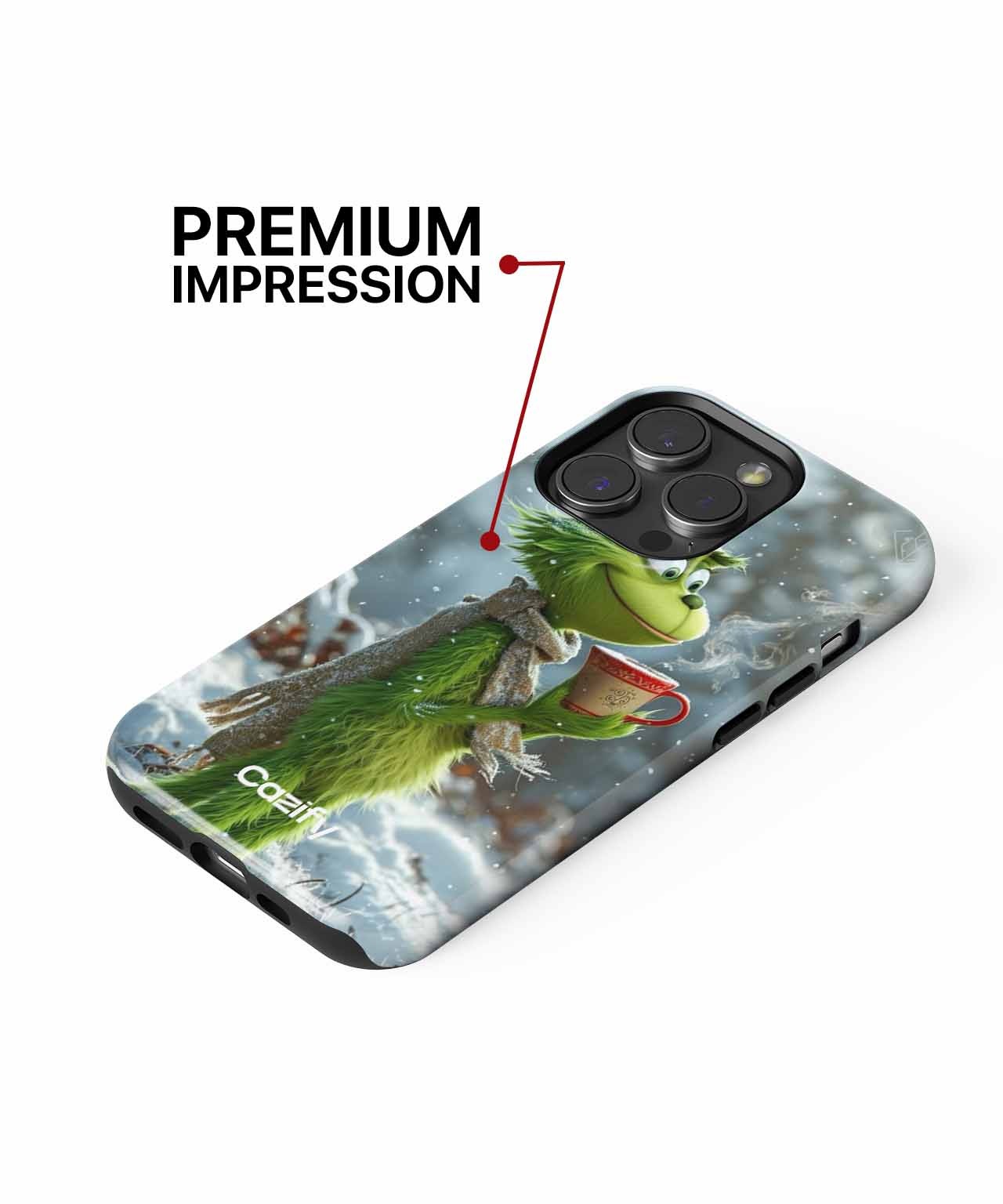 Cheerful Green Character Sipping Cocoa iPhone case Case Cazify - Delivery Canada