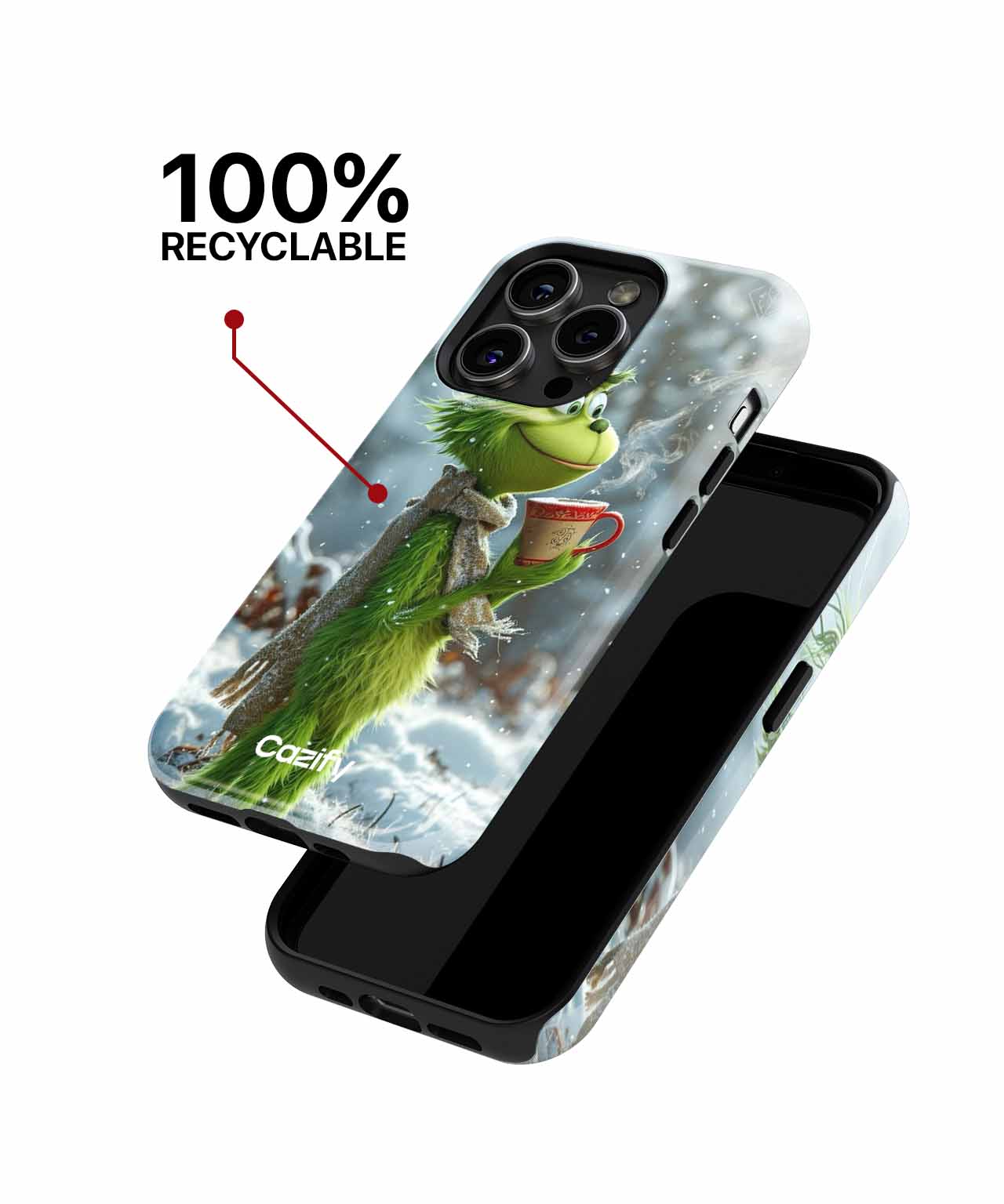 Cheerful Green Character Sipping Cocoa iPhone case Case Cazify - Delivery Canada