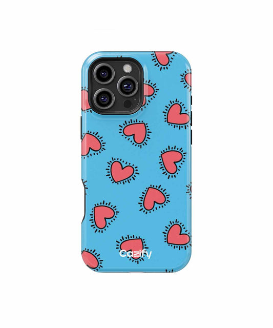 Cheerful Hearts Dancing on Blue iPhone case Case Cazify - Delivery Canada
