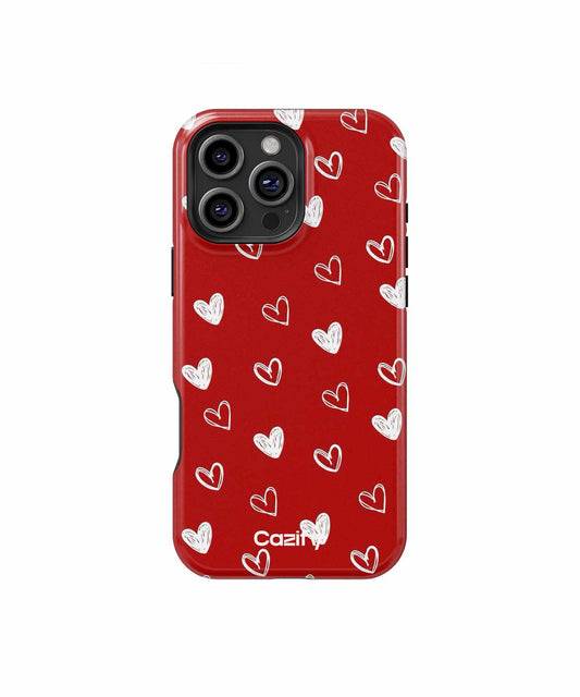 Cheerful Hearts on Red Background iPhone case Case Cazify - Delivery Canada