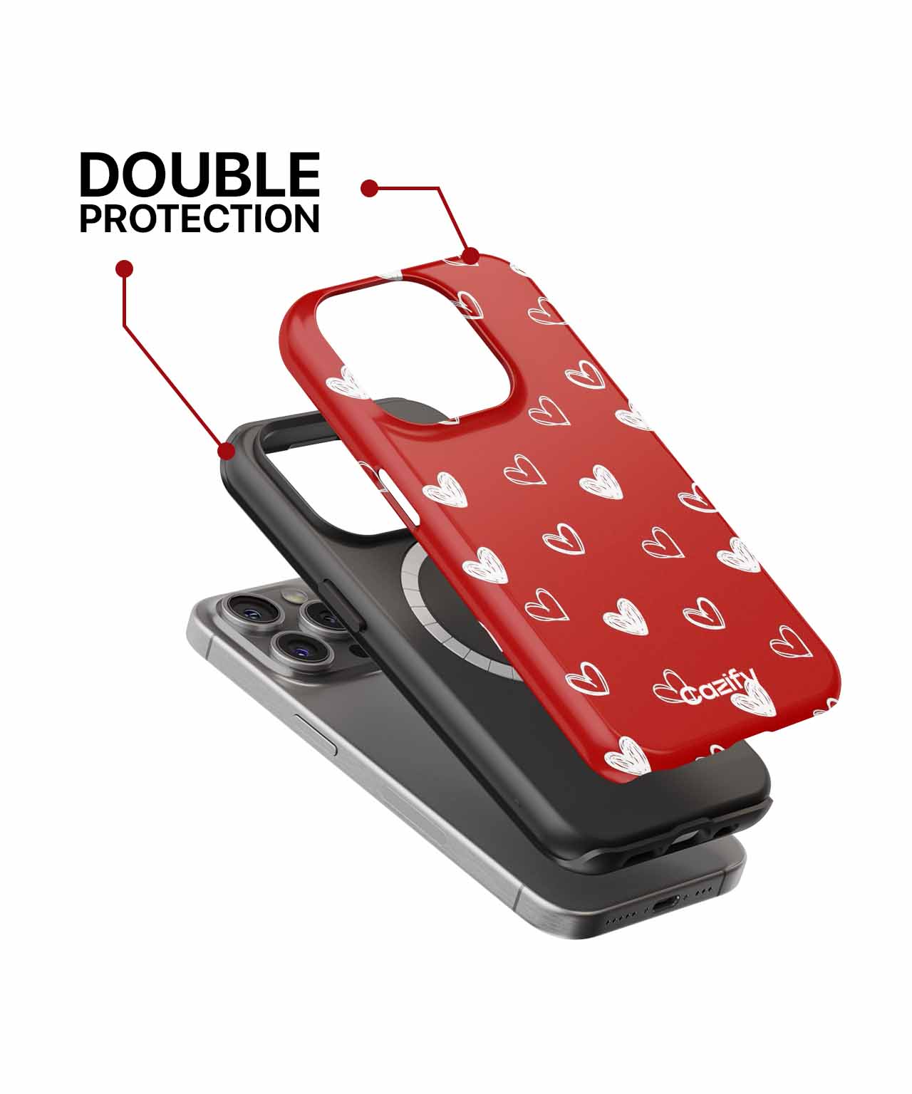 Cheerful Hearts on Red Background iPhone case Case Cazify - Delivery Canada