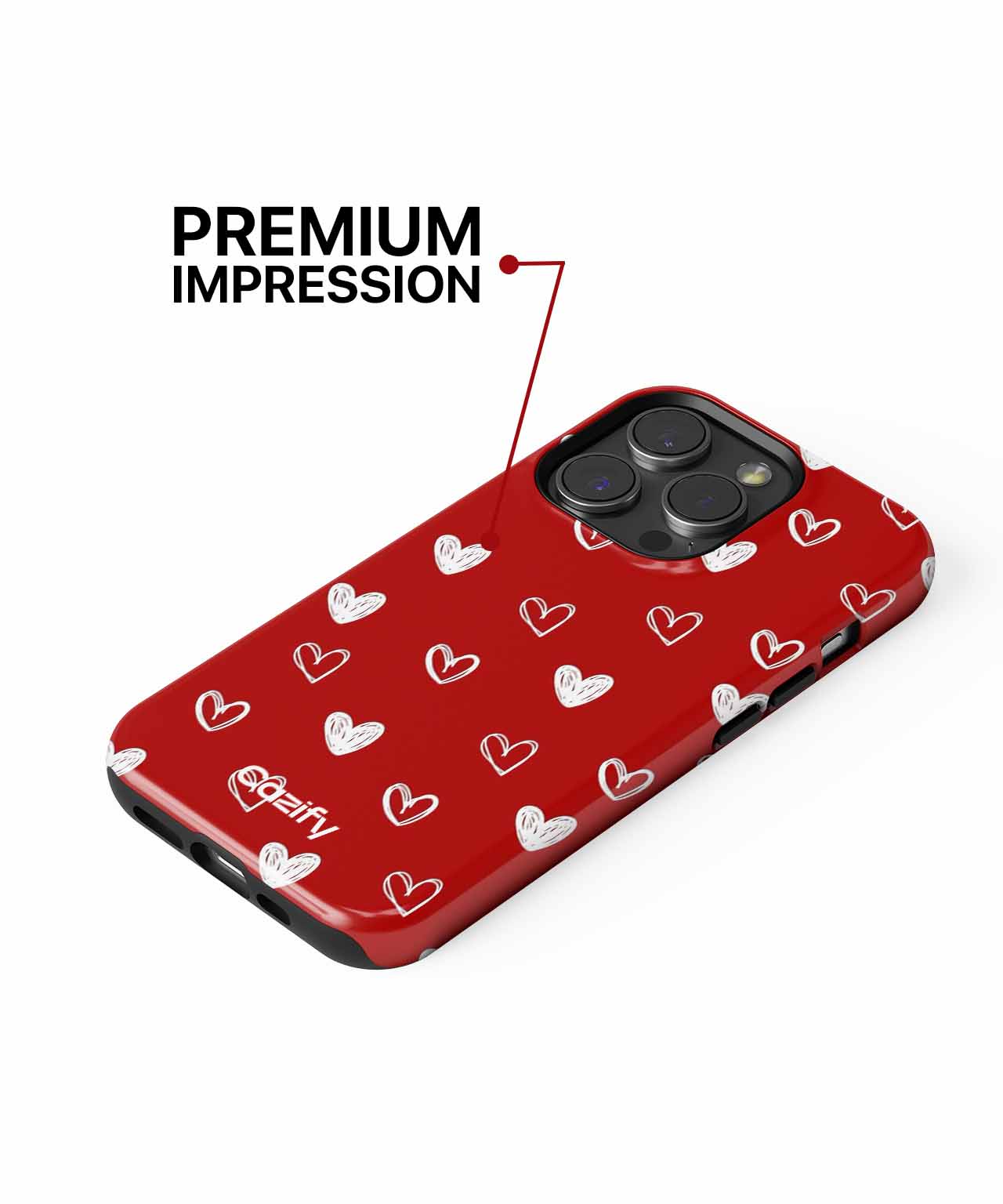 Cheerful Hearts on Red Background iPhone case Case Cazify - Delivery Canada