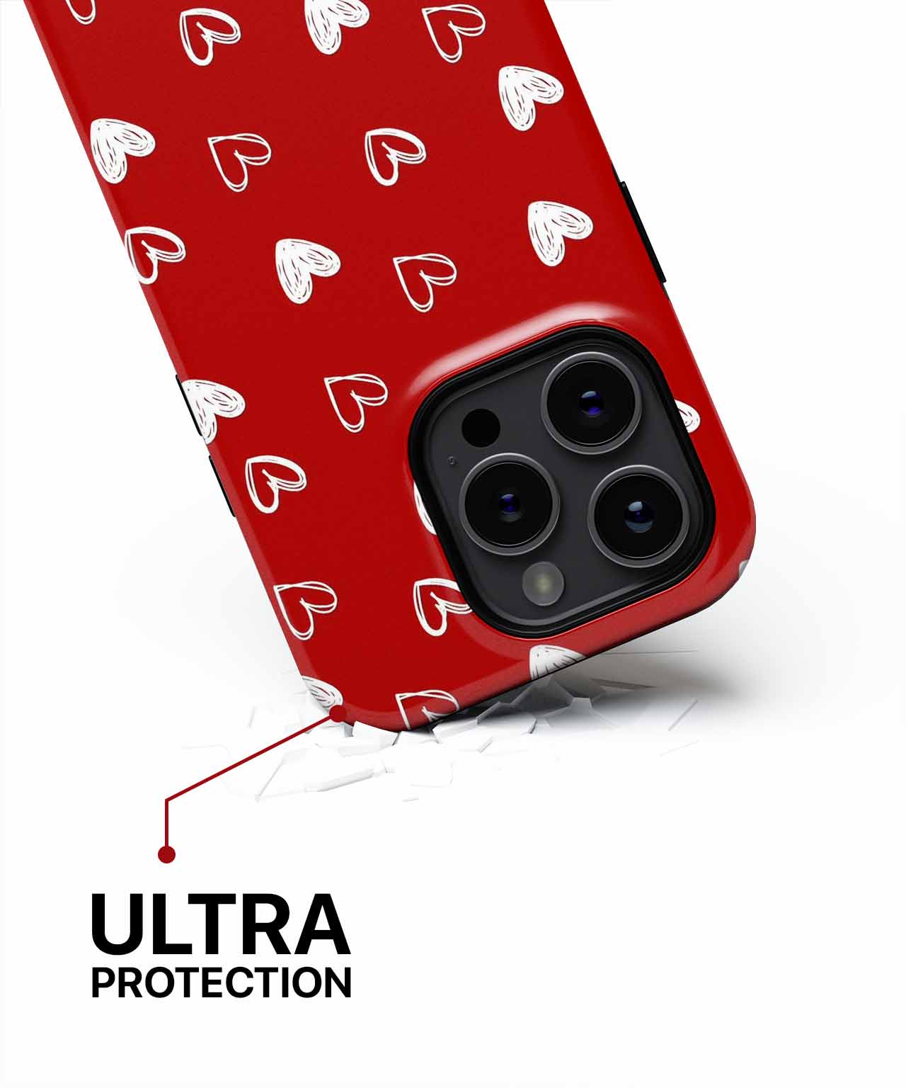 Cheerful Hearts on Red Background iPhone case Case Cazify - Delivery Canada